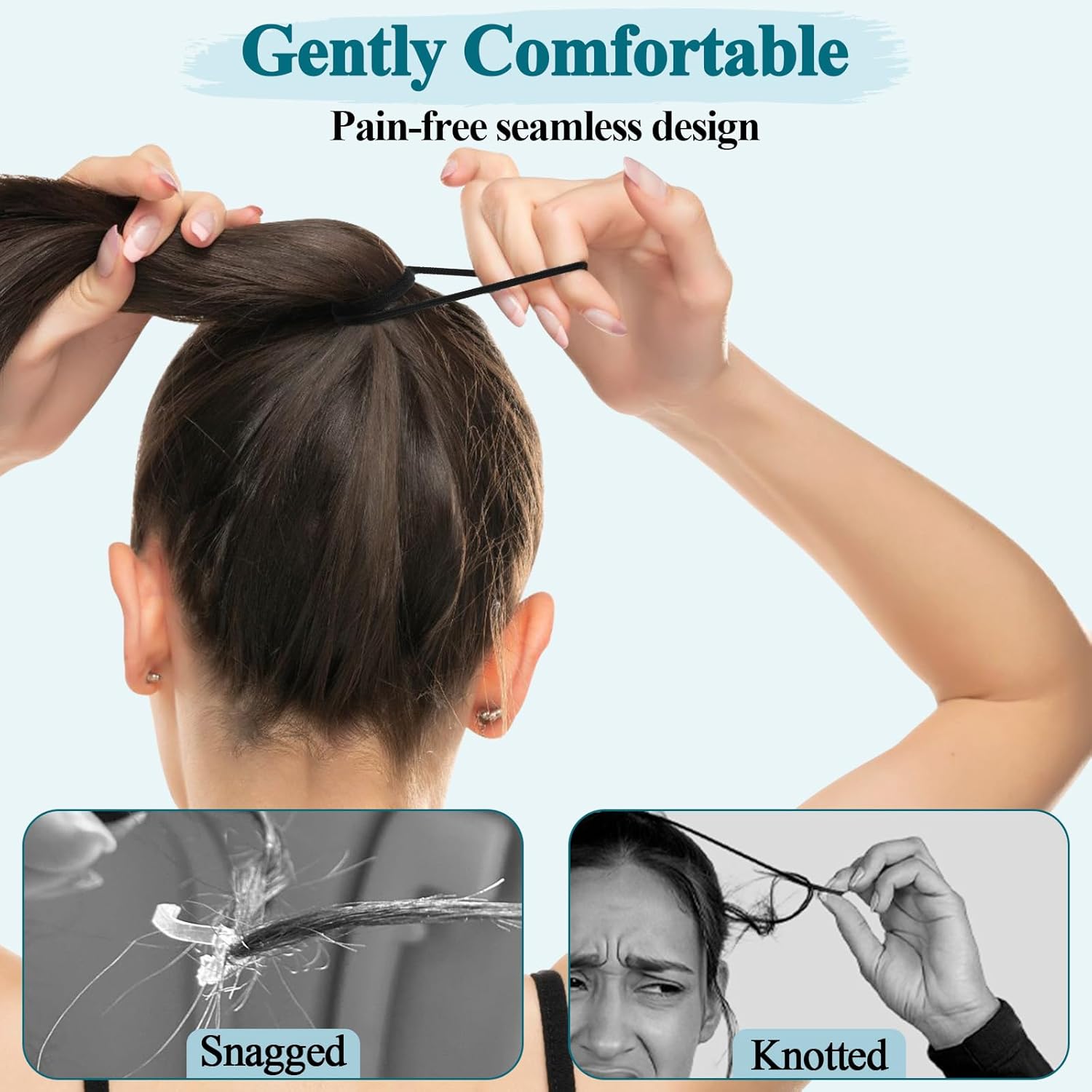 Elastiques cheveux - lot 60 pièces - épais, doux, sans dommages, polyester