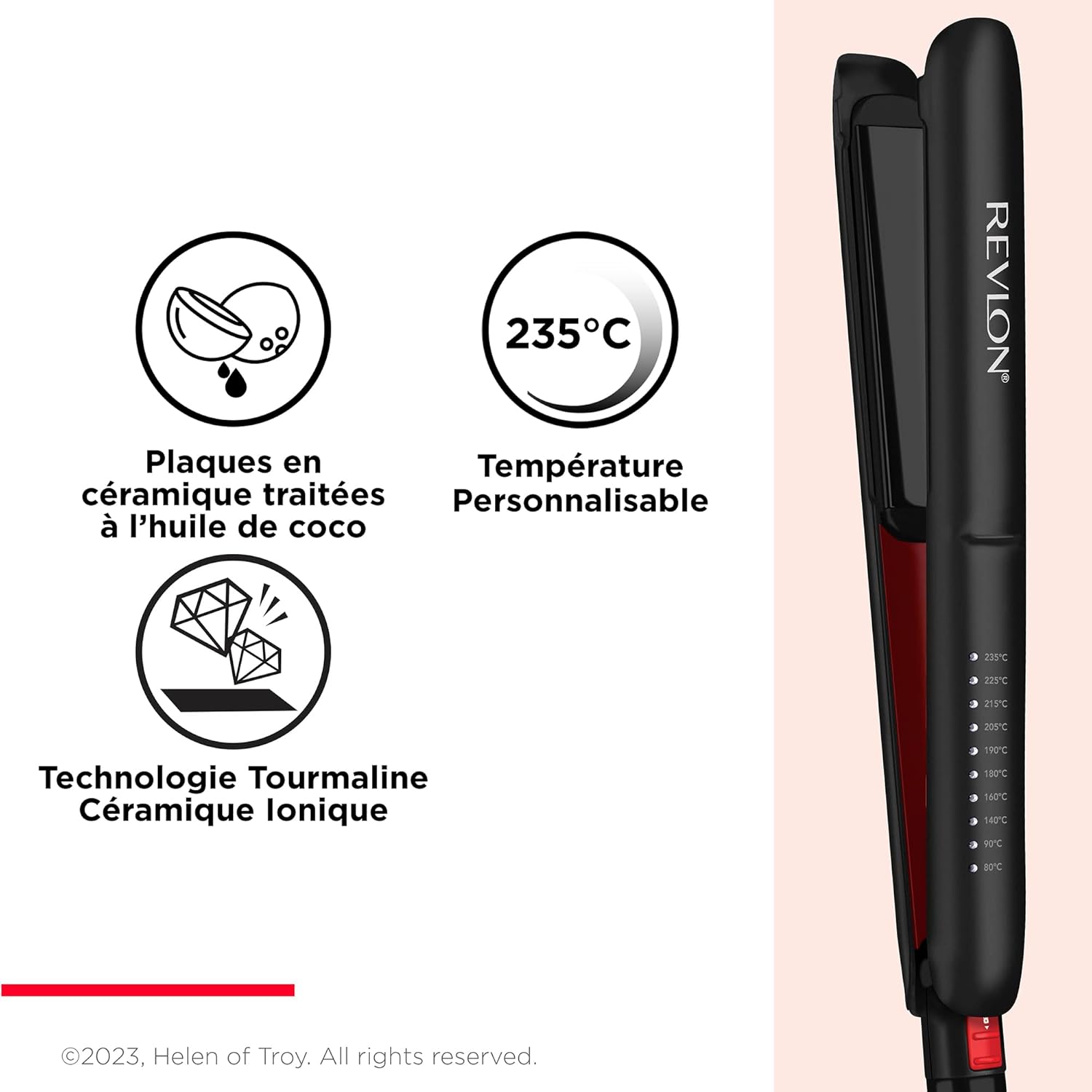 Revlon - SmoothStay 25mm - plaques céramique, huile coco, pochette voyage, température réglable - RVST2211P