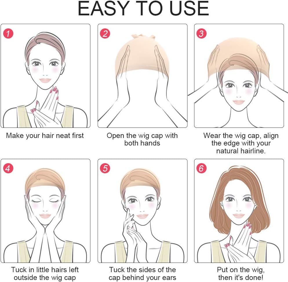 URAQT - bonnet perruque nylon - 4pcs - unisexe, nude & noir, filets pour perruque