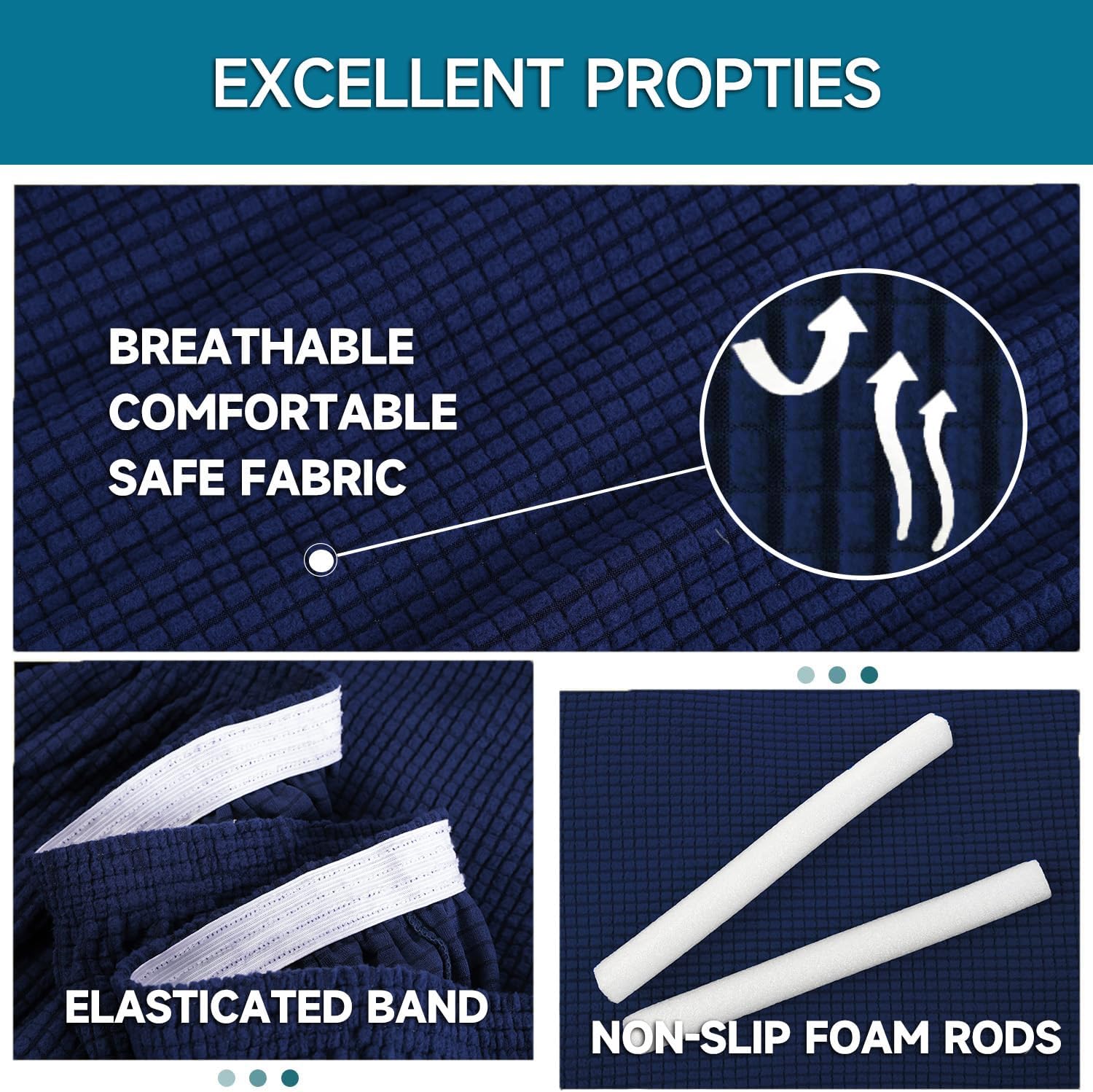 Housse canapé 1 place, extensible, accoudoirs, antidérapant, bleu