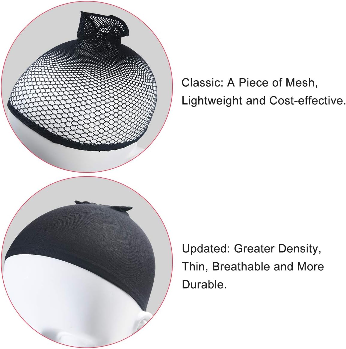 URAQT - bonnet perruque nylon - 4pcs - unisexe, nude & noir, filets pour perruque