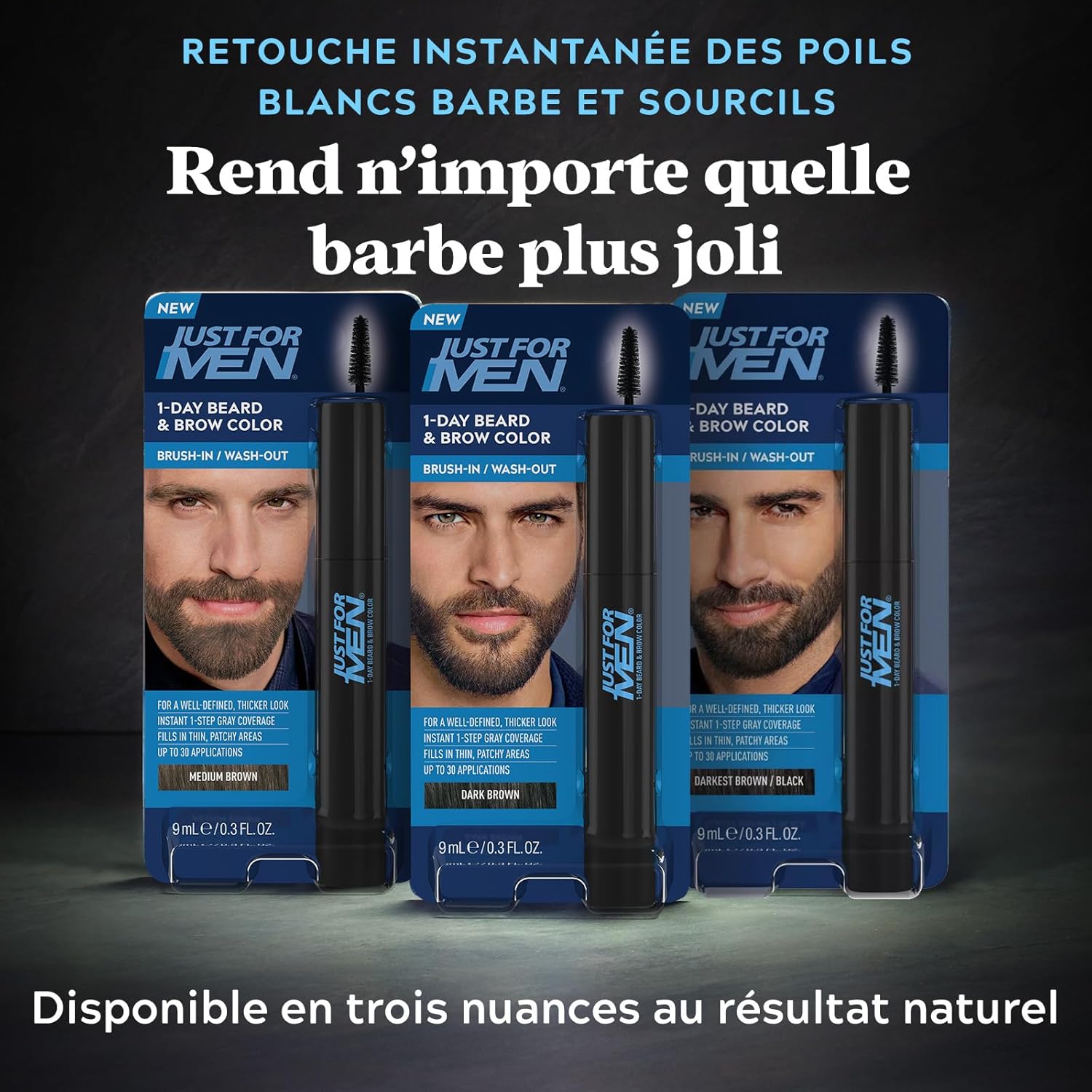 Just For Men - Coloration Barbe & Sourcils - temporaire, 30 applis, noir