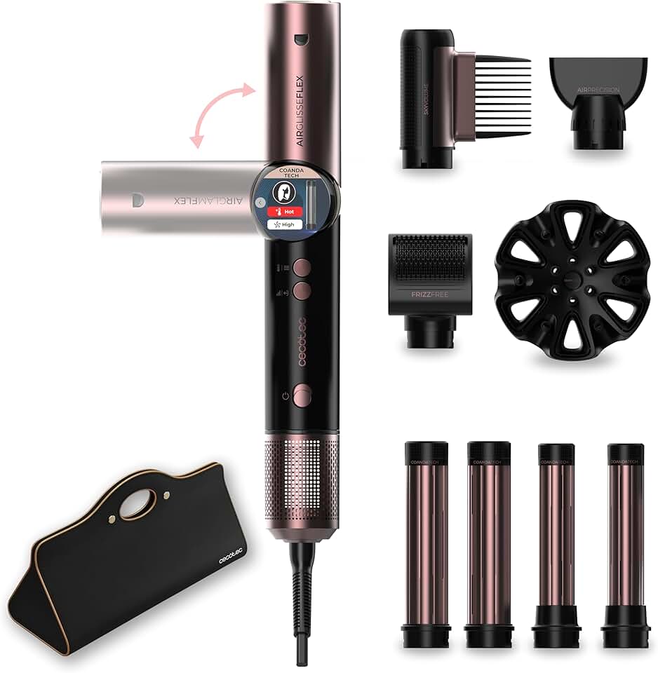 Cecotec - AirGlisse 8in1 Flex - 1400W, 110000rpm, écran digital, 8 accessoires