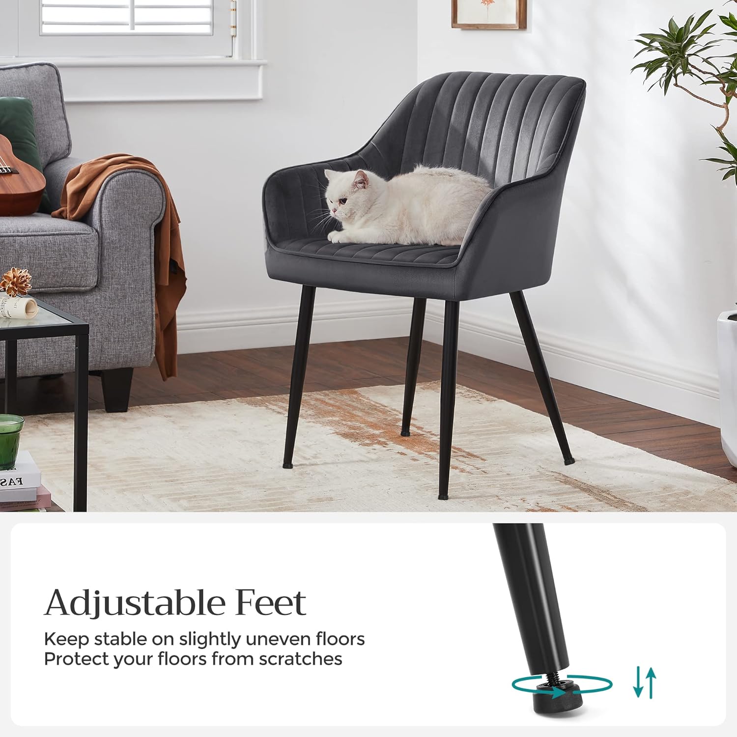 SONGMICS - chaise salle à manger velours, accoudoirs, 120kg, LDC087G02