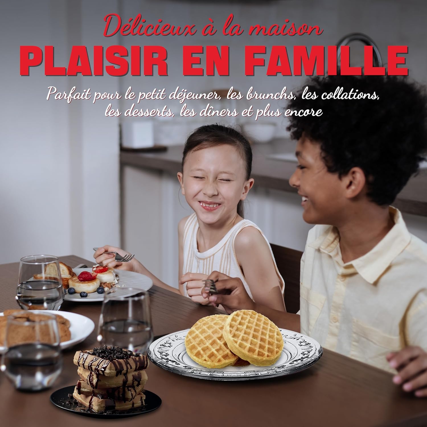 Mini gaufrier double - petit modèle - revêtement antiadhésif - idéal fêtes et enfants