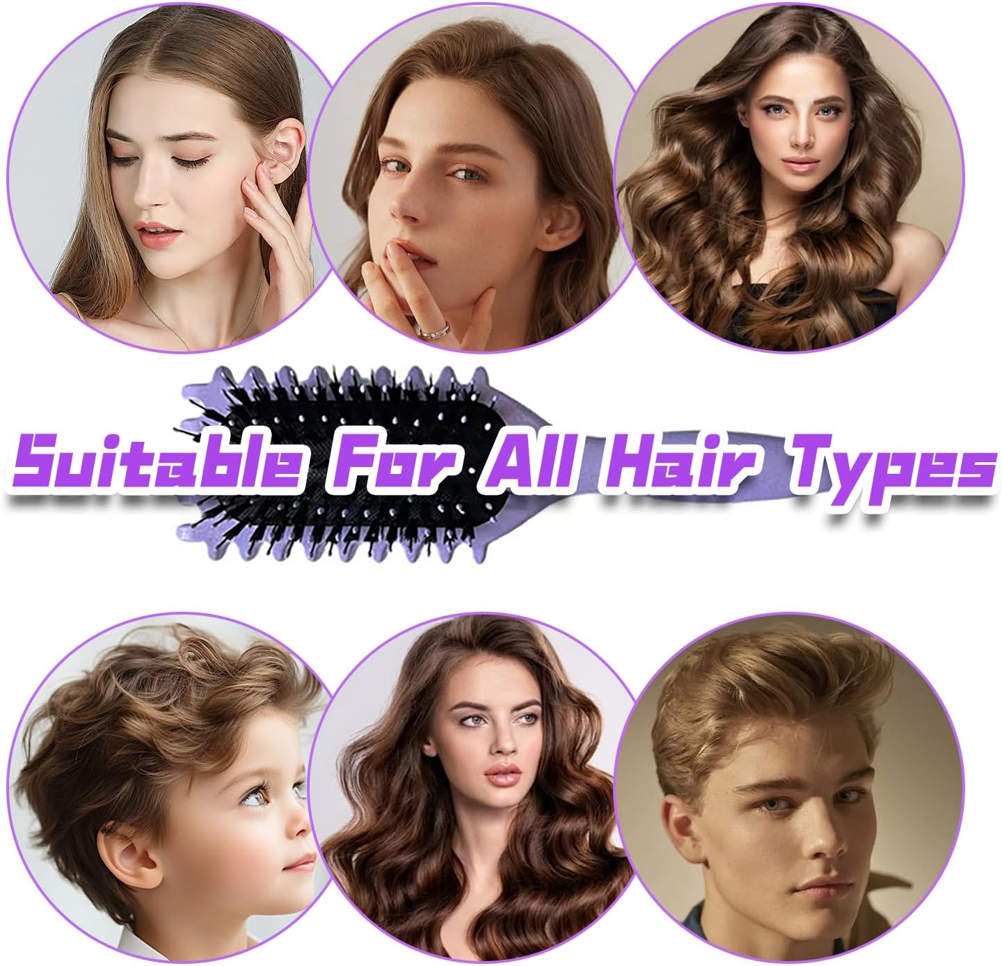 Brosse à boucler - Violet - 24cm - fixation et définition boucles