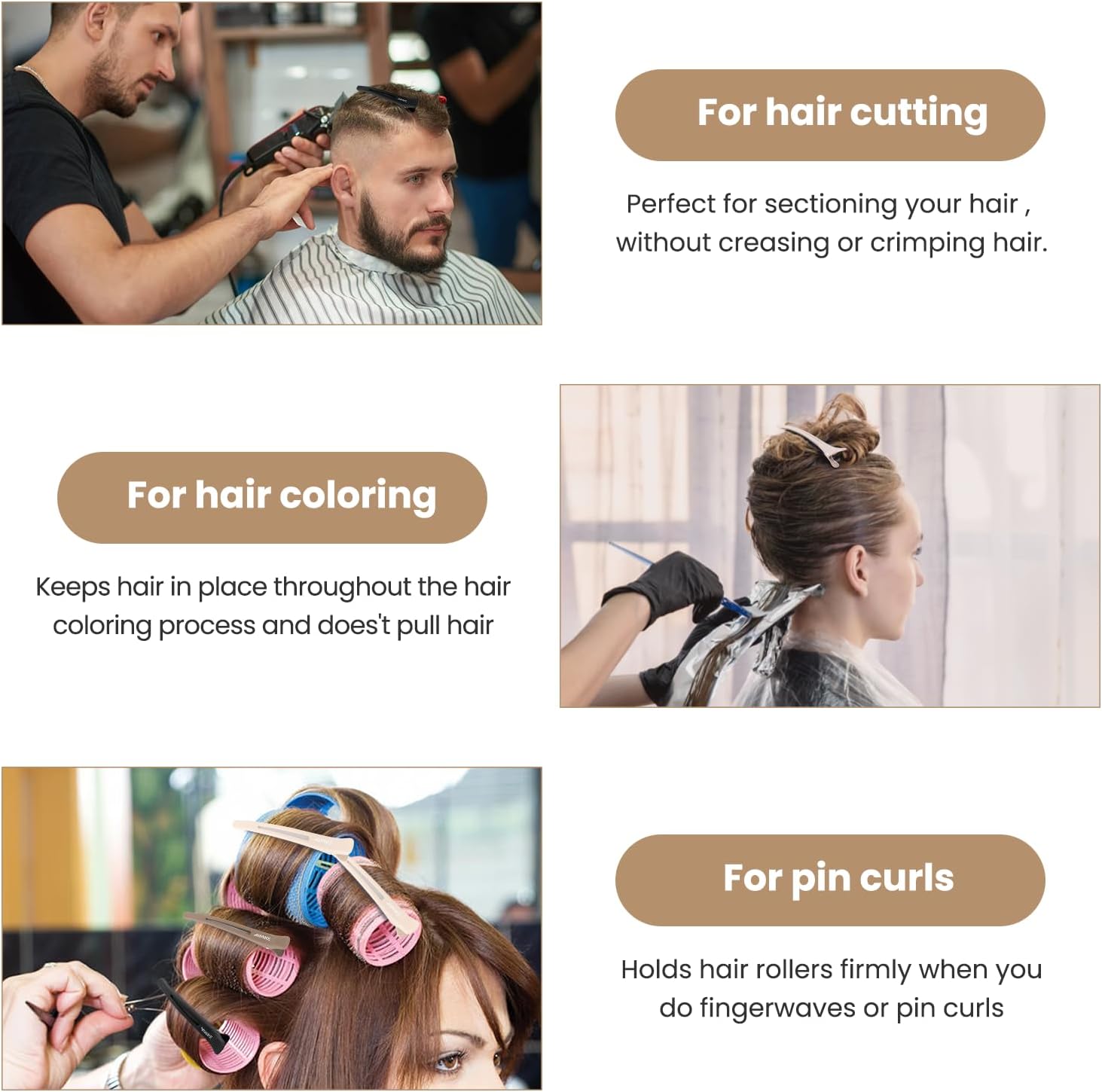 AIMIKE - pinces crocodile coiffeur - lot de 6 - antidérapantes, sans trace