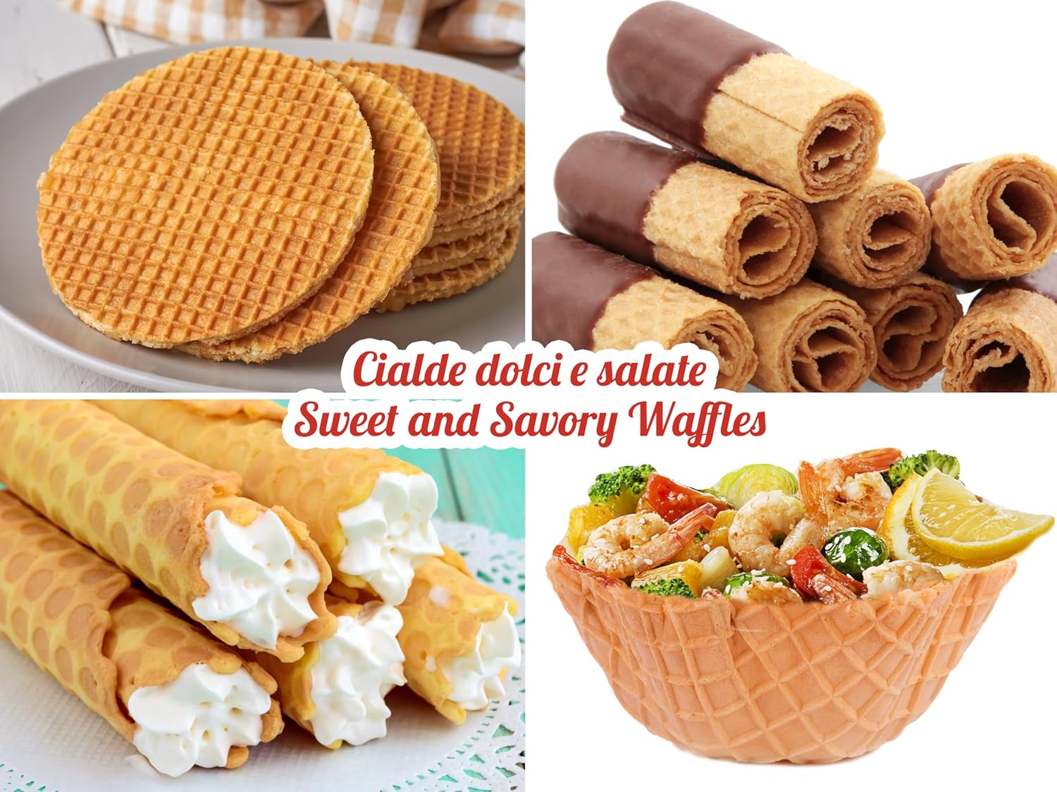 BEPER - gaufrier série P101CUD002 - 18 cm - 1000W, poignée isolante, accessoires inclus P101CUD002