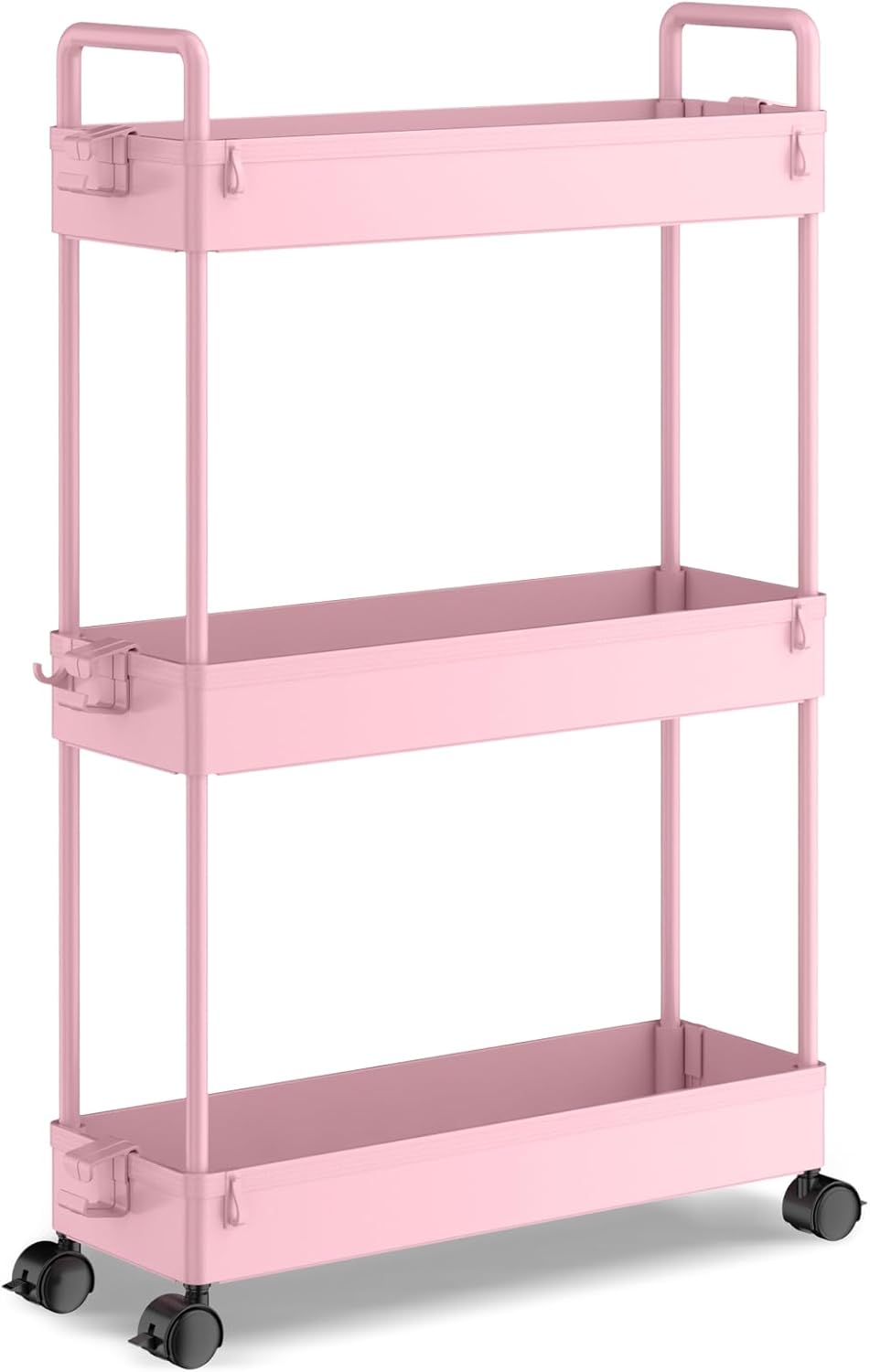 SOLEJAZZ - chariot de rangement 3 niveaux, plastique, cuisine/bain, rose