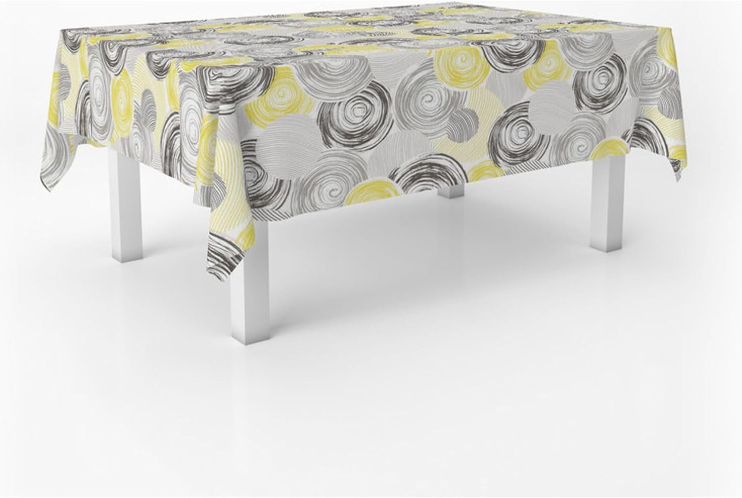 Nappe en toile cirée rectangulaire - 260x140 cm - imperméable, anti-taches, facile à entretenir, style Circle Jaune