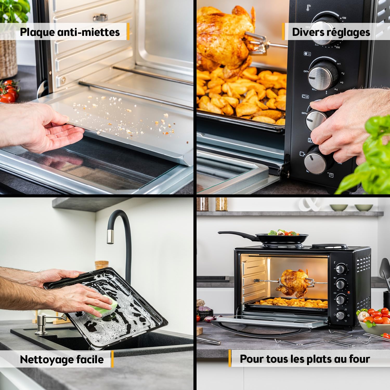 TZS First Austria - Mini-four 60L - 3200W, 230°C, 6 modes, 4 hauteurs