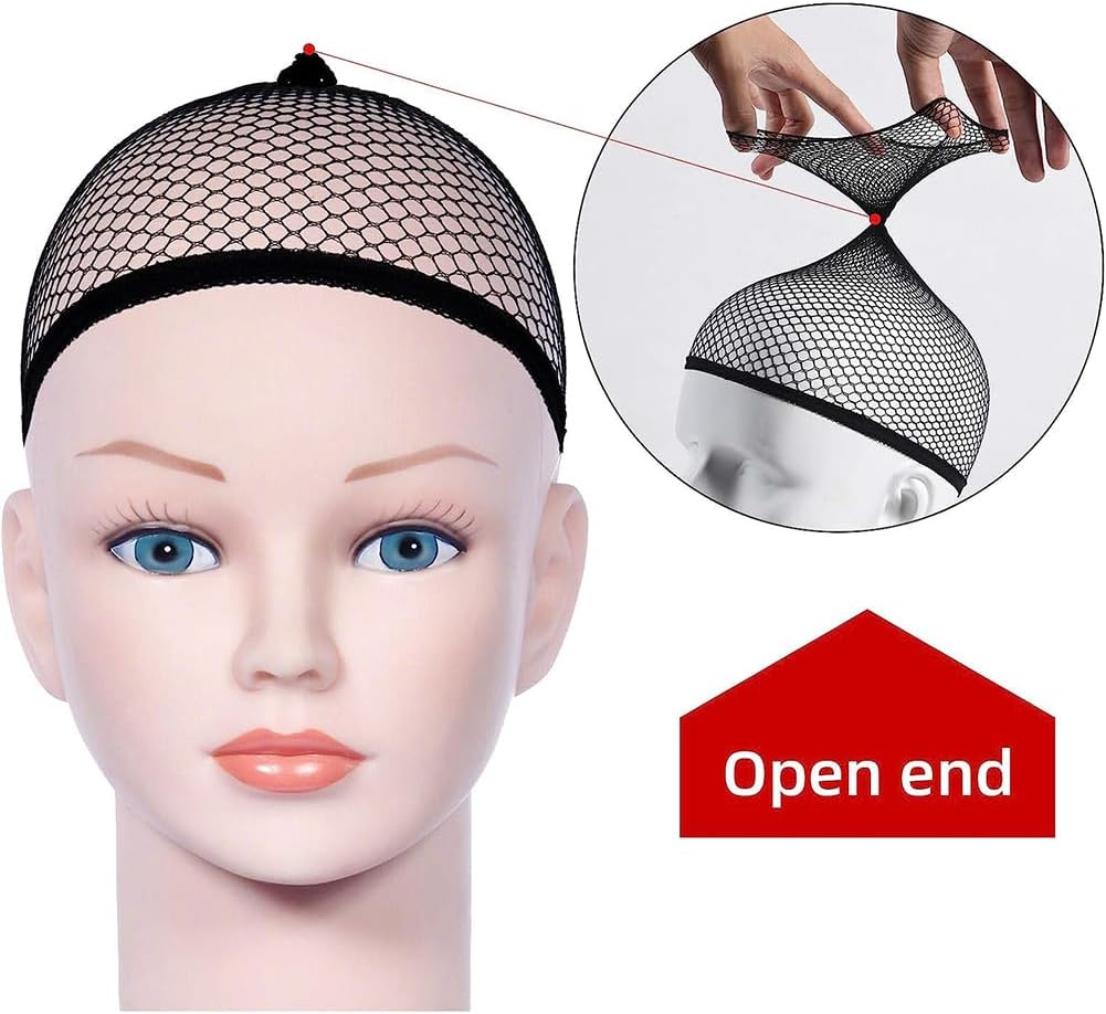 URAQT - bonnet filet à perruque unisexe, nude et noir, lot de 8 pièces