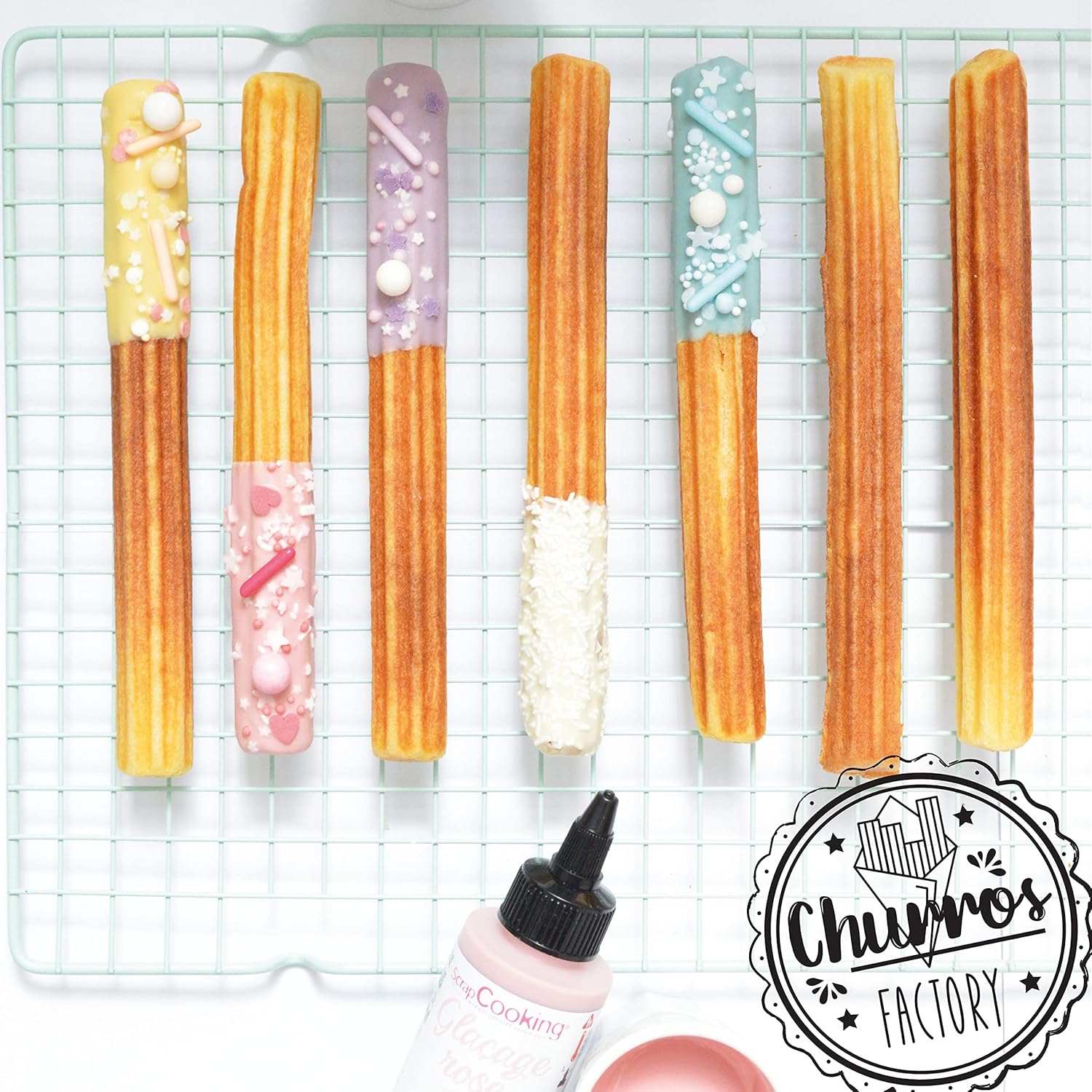 ScrapCooking - Churros Factory, plaque antiadhésive, rotation 180°, recette incluse, 3888