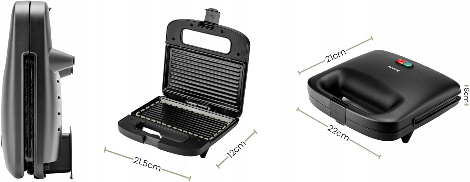 Sandwich maker - antiadhésif, 750W, panini, compact, noir