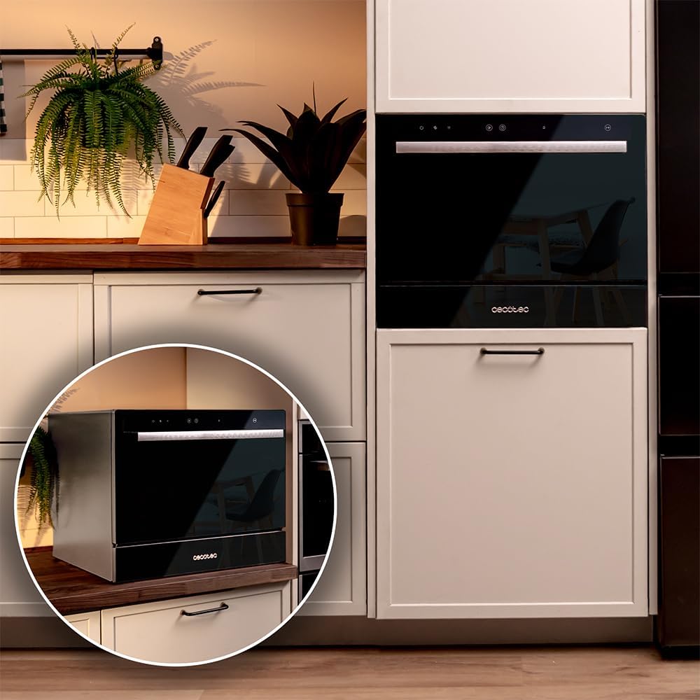 Cecotec - Bolero Aguazero 2400 - compact, 6 couverts, écran tactile, 5 programmes, verre noir