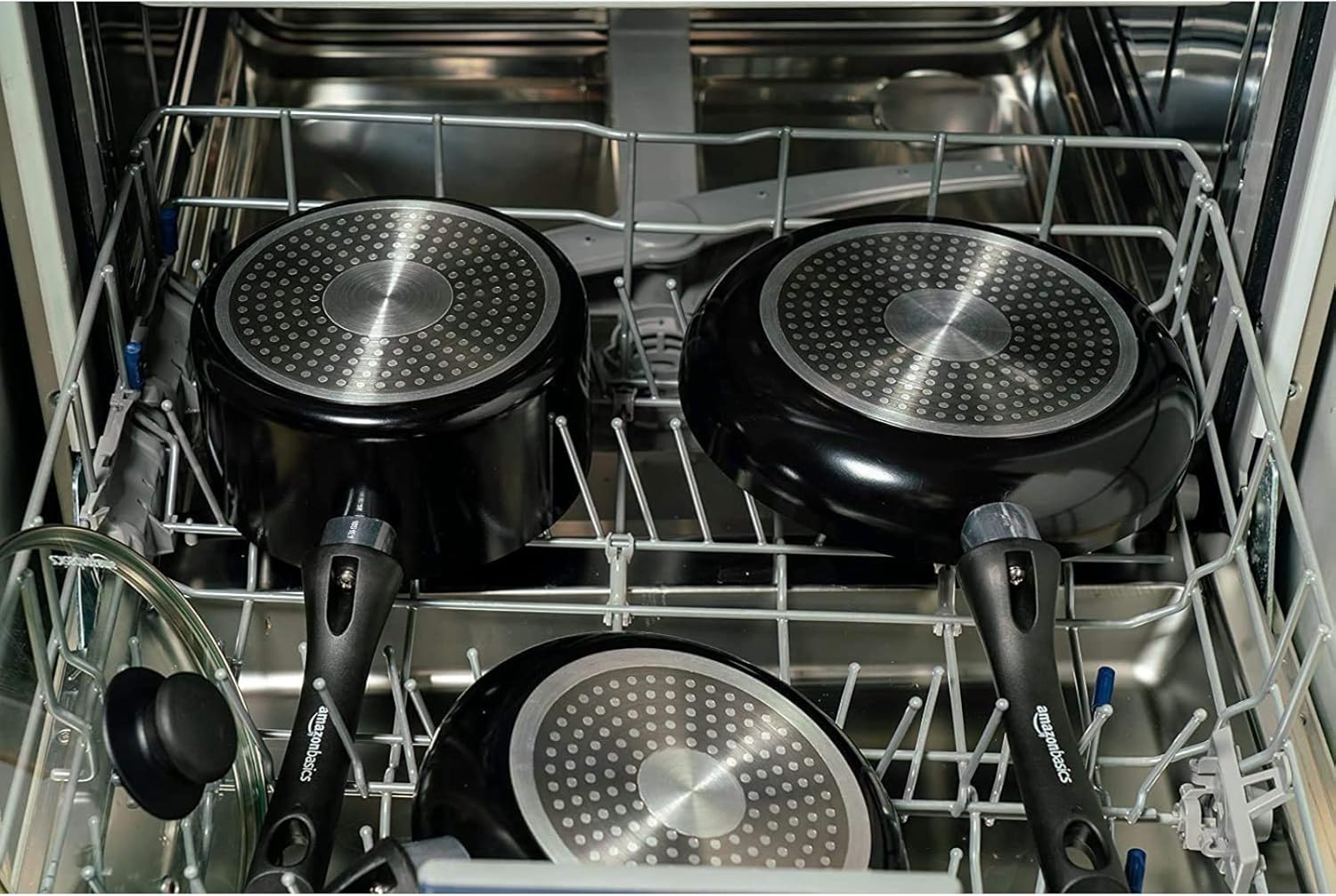 Amazon Basics - batterie de cuisine 5 pièces - anti-adhésif, induction, couvercles