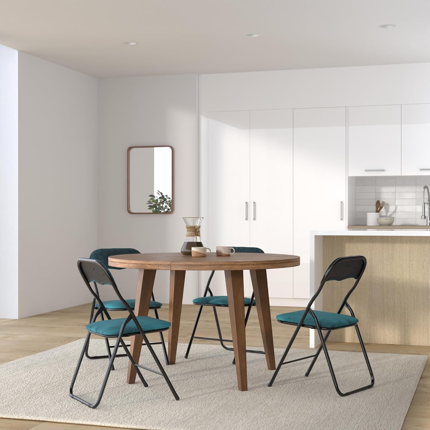 5five - chaise pliante velours bleu - compacte, confort, pliable