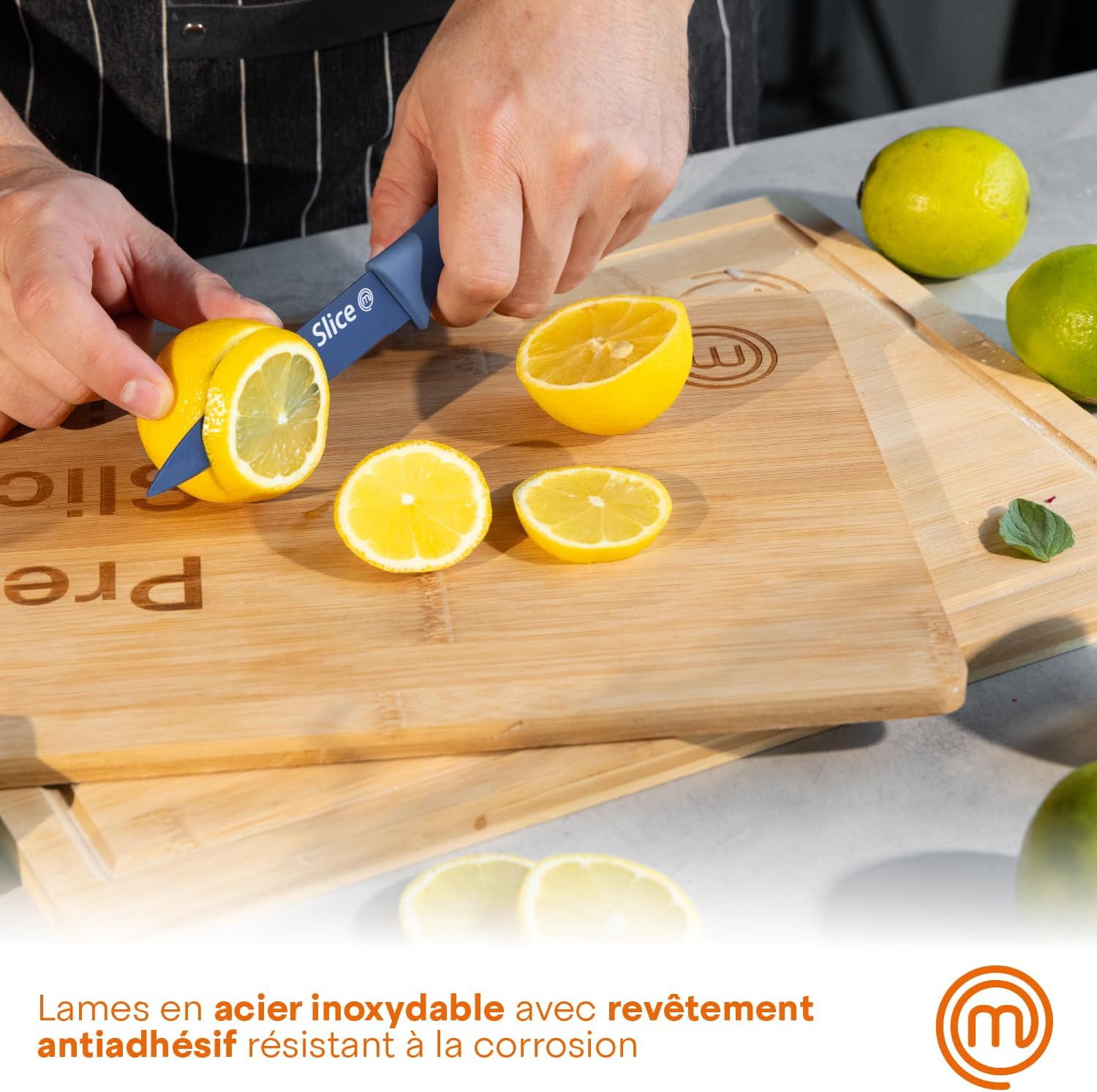 MasterChef - Set de couteaux cuisine 3 pièces - inox, revêtement antiadhésif, manches ergonomiques