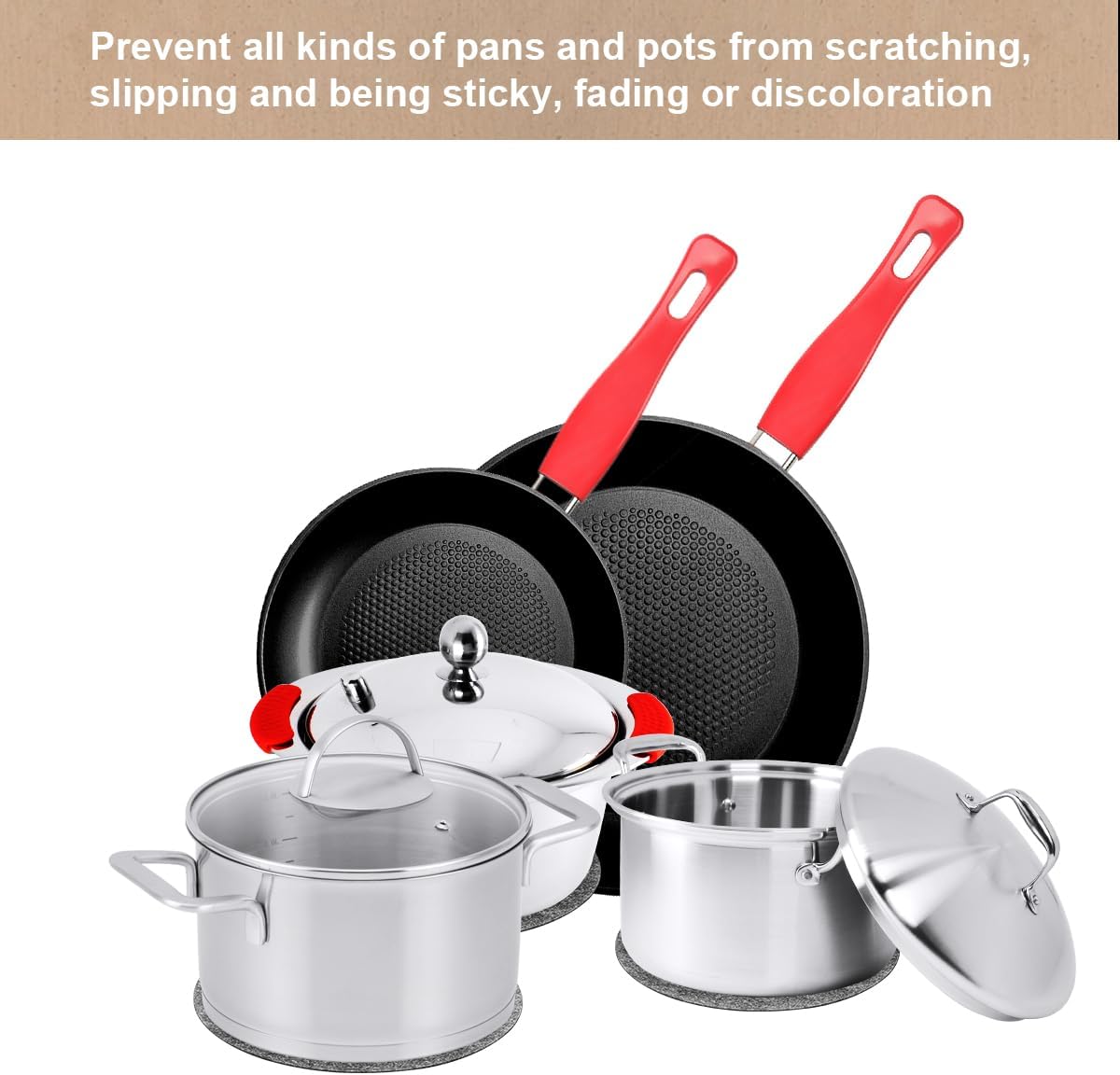 Flintronic - Protection casseroles 8 pièces - 19.1cm - protège-poêles premium anti-rayures