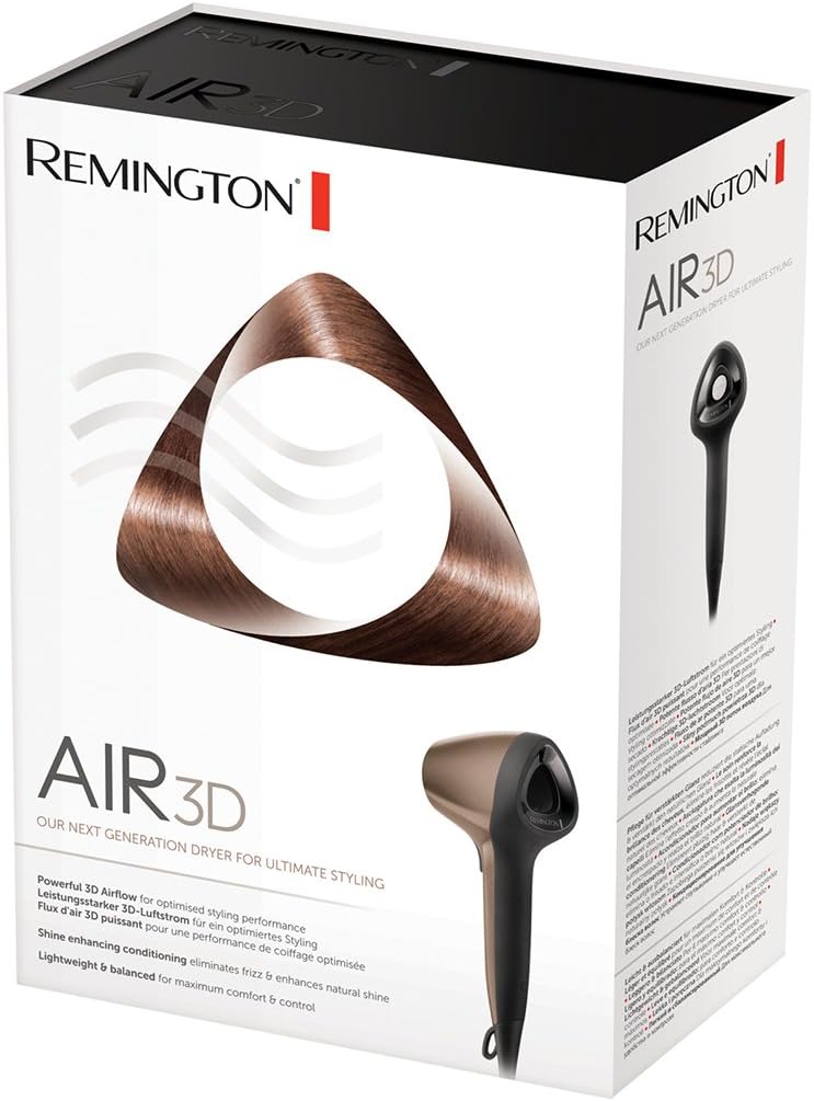 Remington - Air3D série - ultra compact, ergonomique, ionique, 3 températures, diffuseur, D7777