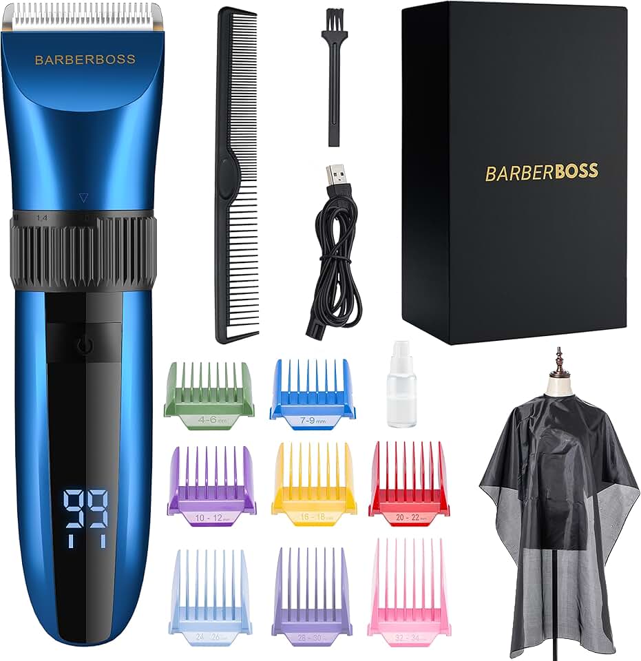 BarberBoss – tondeuse barbe/cheveux – étanche, céramique, LED, charge rapide – QR-2082