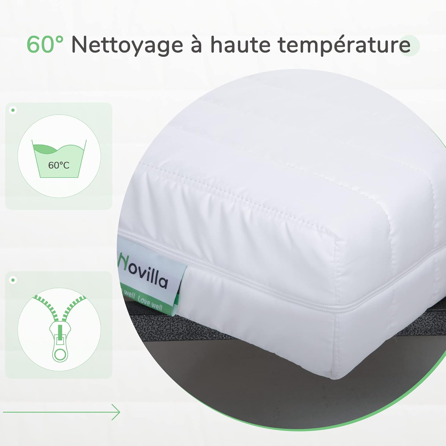 Novilla - Matelas mousse 7 zones 90x200 réversible respirant 16cm