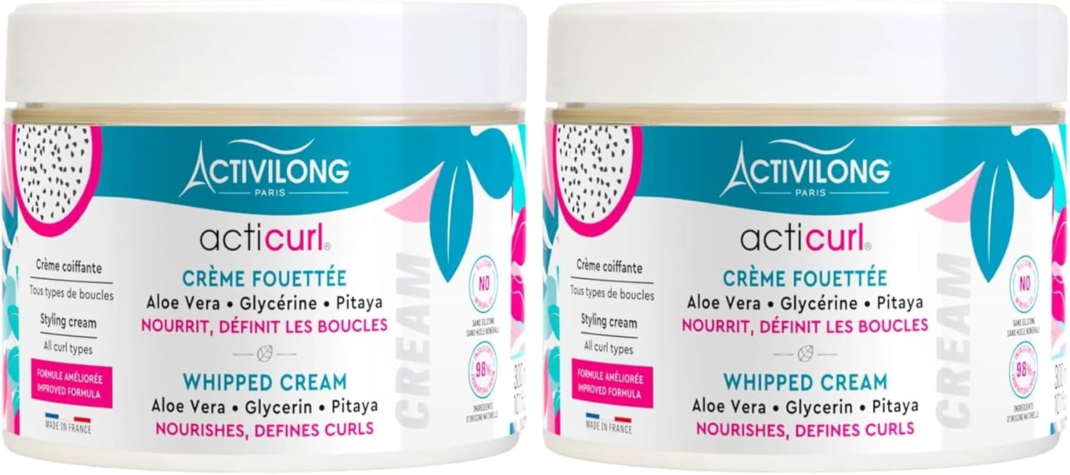 Activilong - Crème Fouettée Acticurl - 300ml x2 - Boucles nourries, 98% naturels