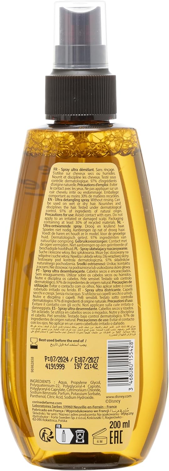 Corine de Farme - Spray démêlant Vaiana enfant - sans rinçage, parfum coco, clean beauty, lot de 2