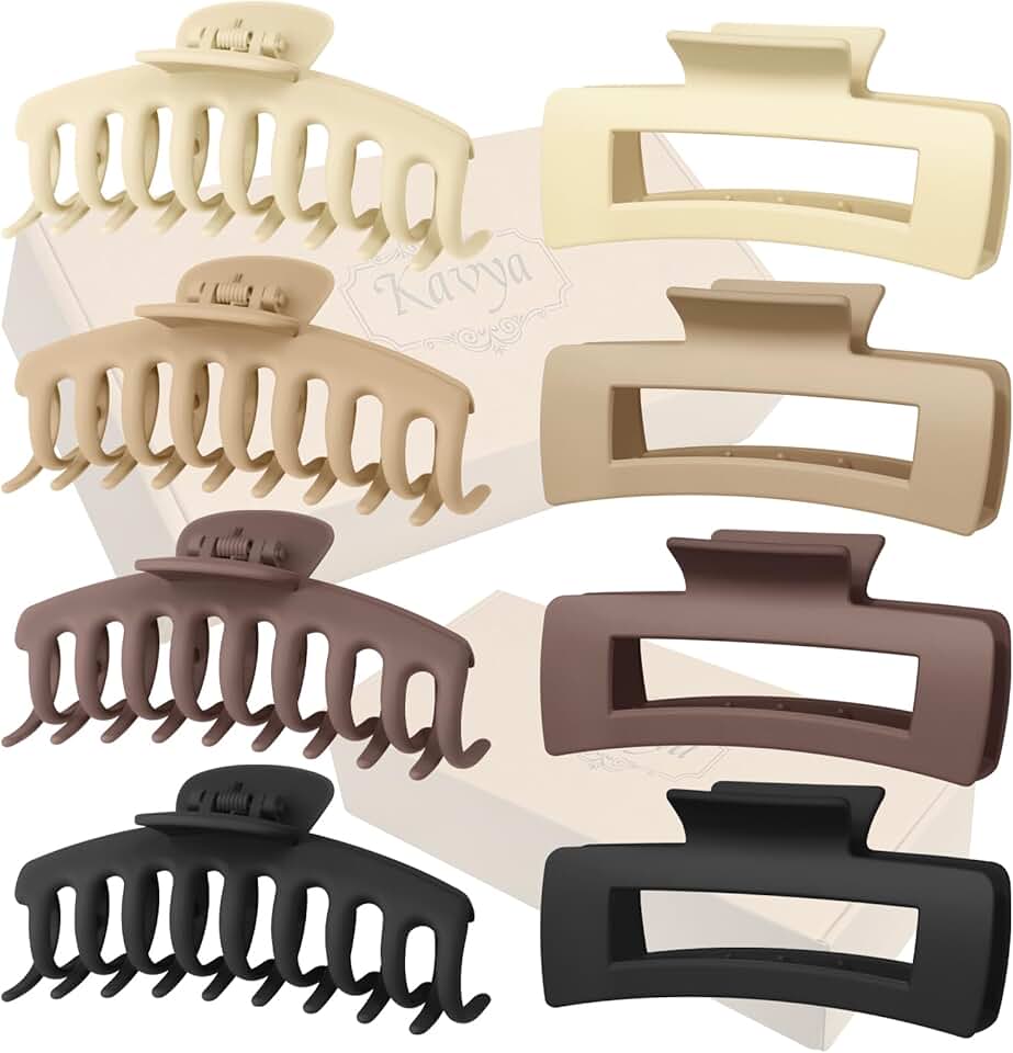 Kavya - 8 pinces cheveux femme - 10.5cm - grip antidérapant, épais