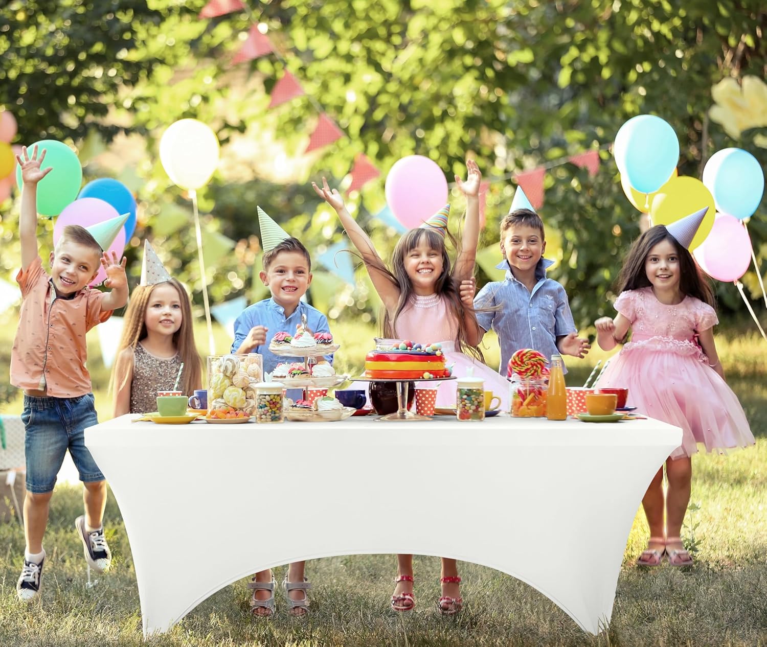 Utopia Kitchen - nappe de table extensible - 183 cm - polyester spandex, lavable, blanc