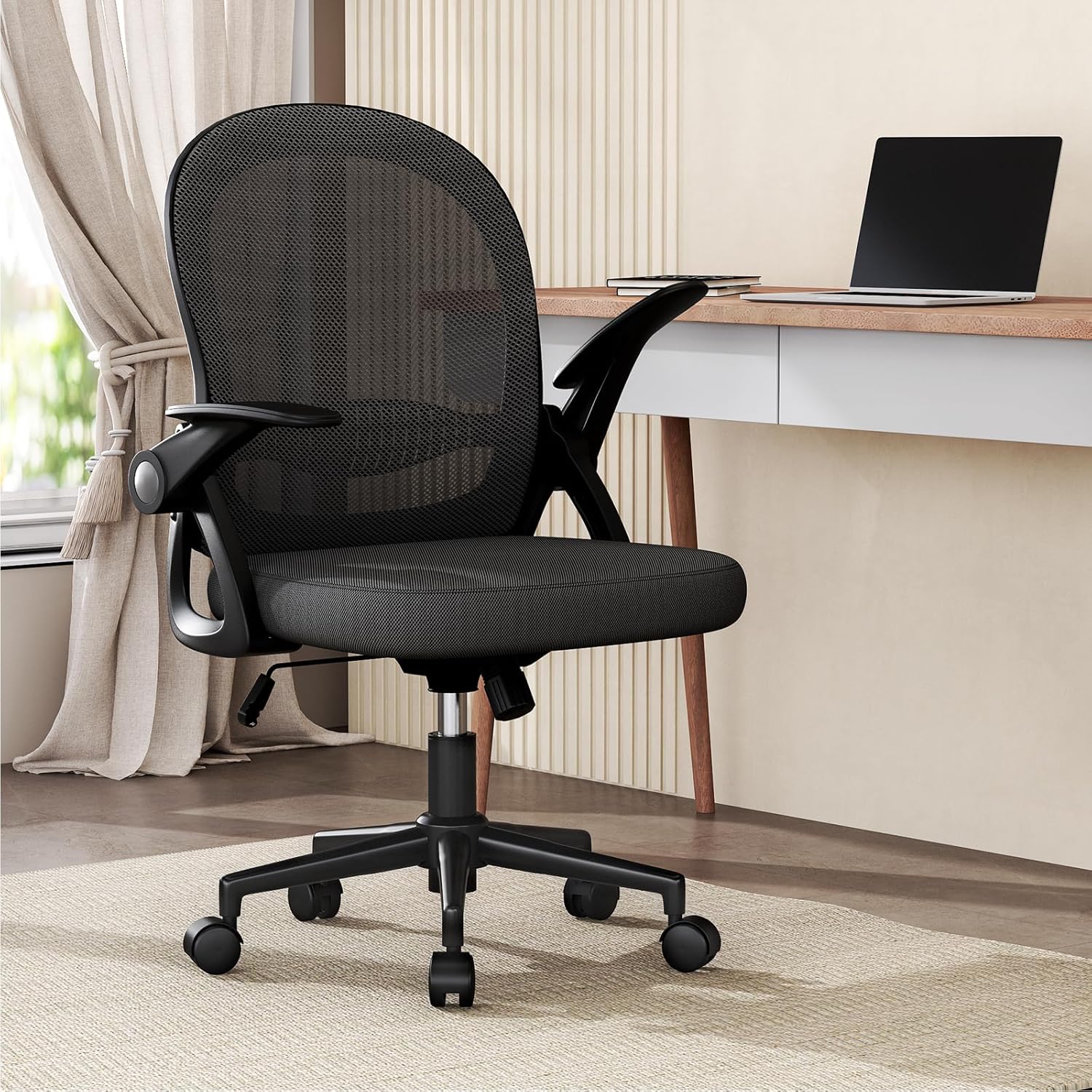 Naspaluro - chaise de bureau ergonomique - accoudoirs rabattables, maille respirante, hauteur réglable, pivotante 360°