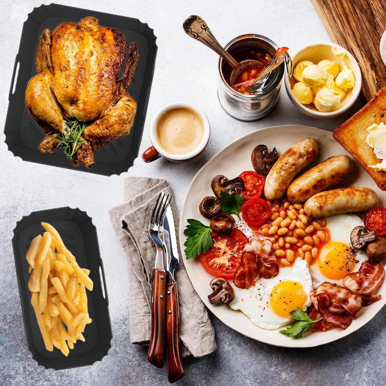 Moule silicone air fryer - compatible Moulinex et Philips - 5,2/3,1 L - réutilisable, antiadhésif, 9018