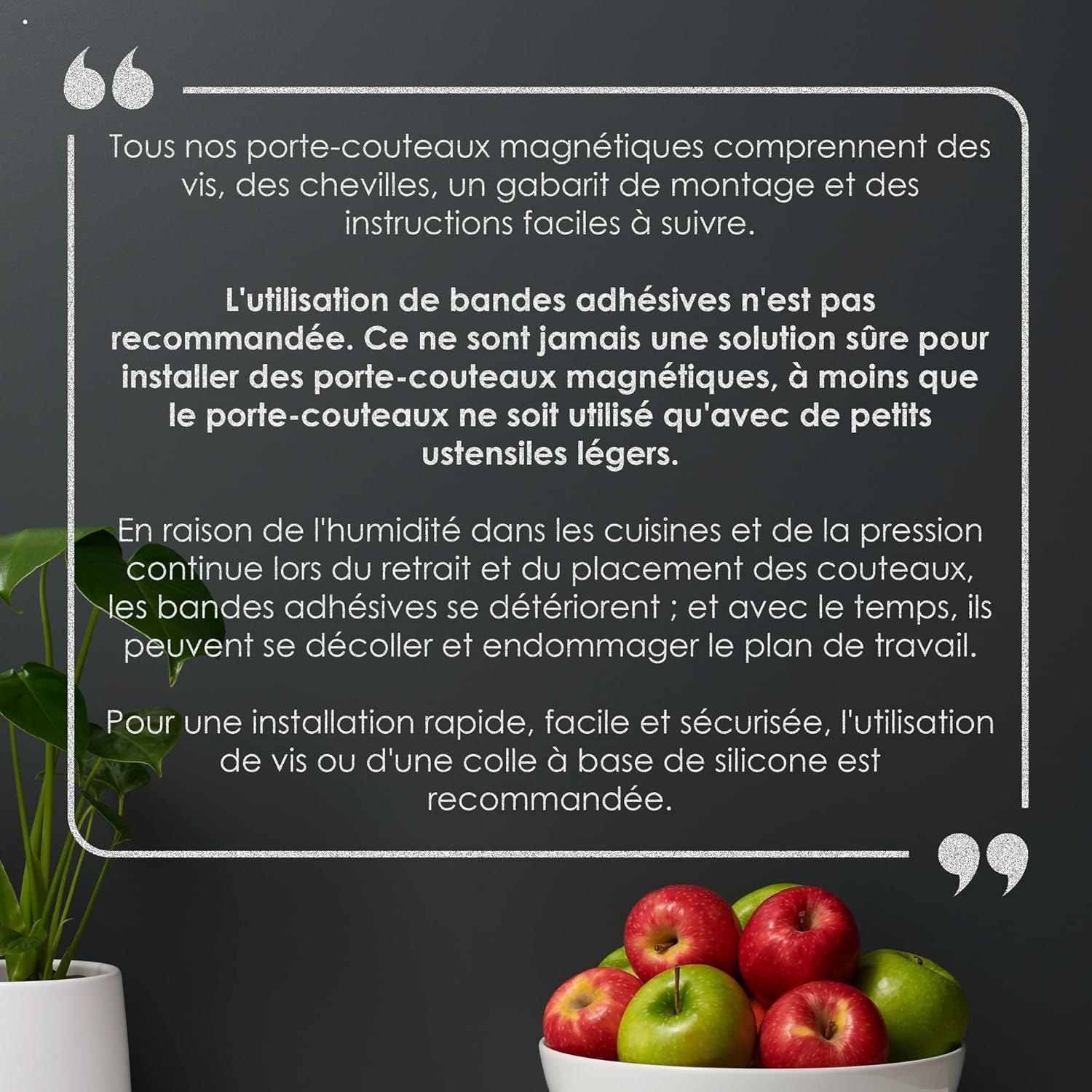 LARHN - Porte couteaux aimanté bambou 40cm - fixation murale puissante