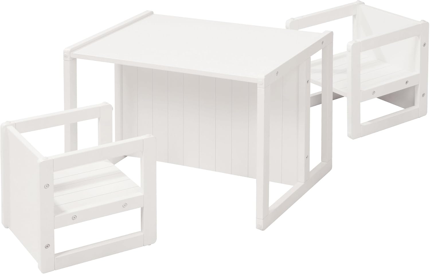 roba - Ensemble table enfant 3 hauteurs réversible, blanc, style campagne