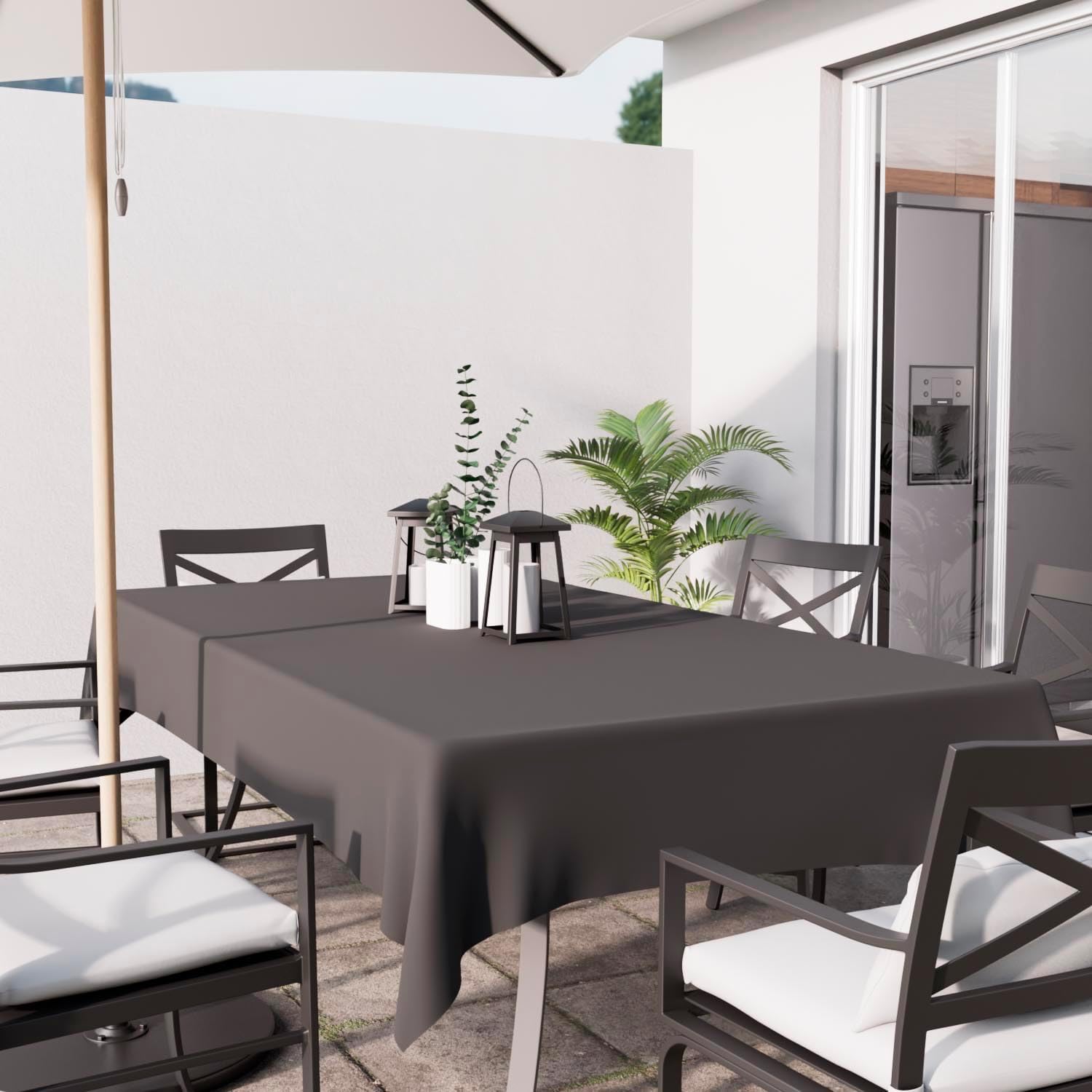 Soleil d'ocre - Alix nappe rectangle gris polyester 160x270 cm