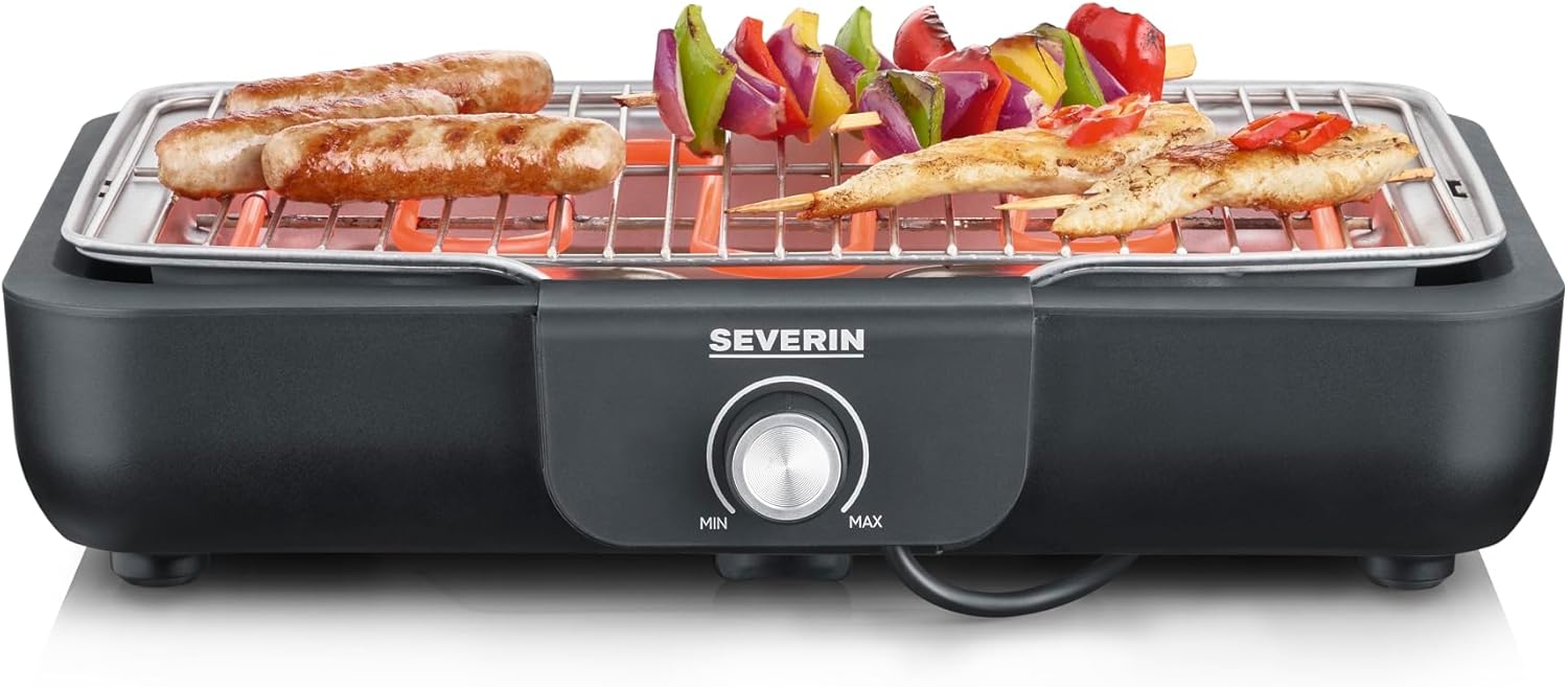 SEVERIN - Barbecue de Table - 37x29 cm - 2300W, grille inox, bac à eau