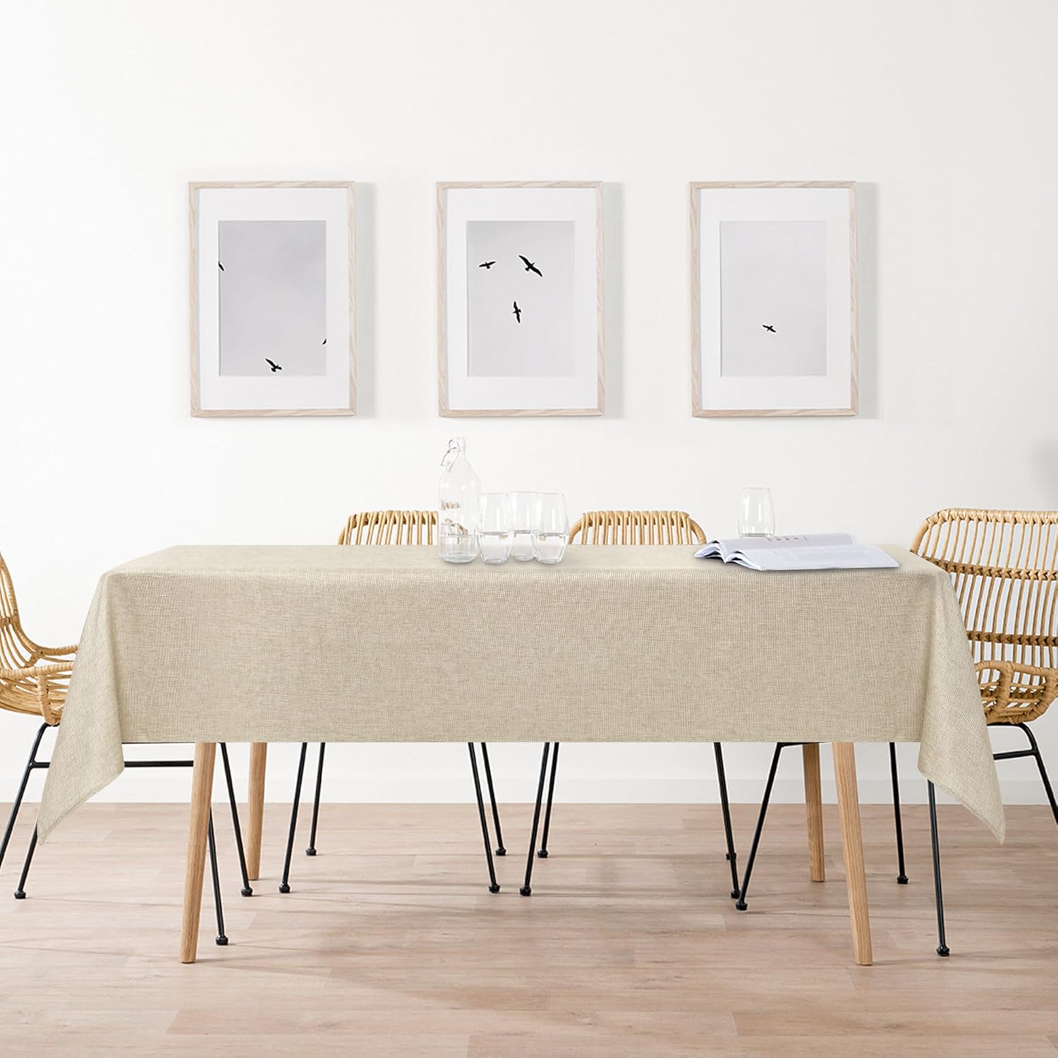 DWCN - nappe aspect lin 135x160cm, lavable, imperméable, anti-taches DWCN