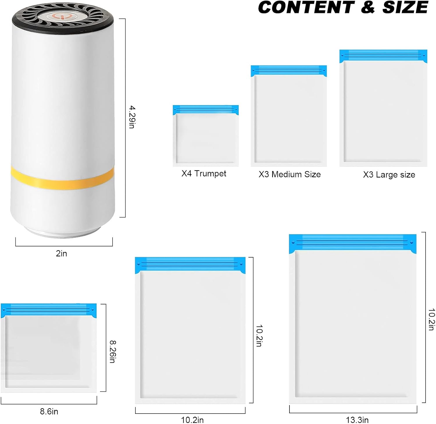 Scelleur sous vide automatique - USB, 10 sacs, 2 clips, compact