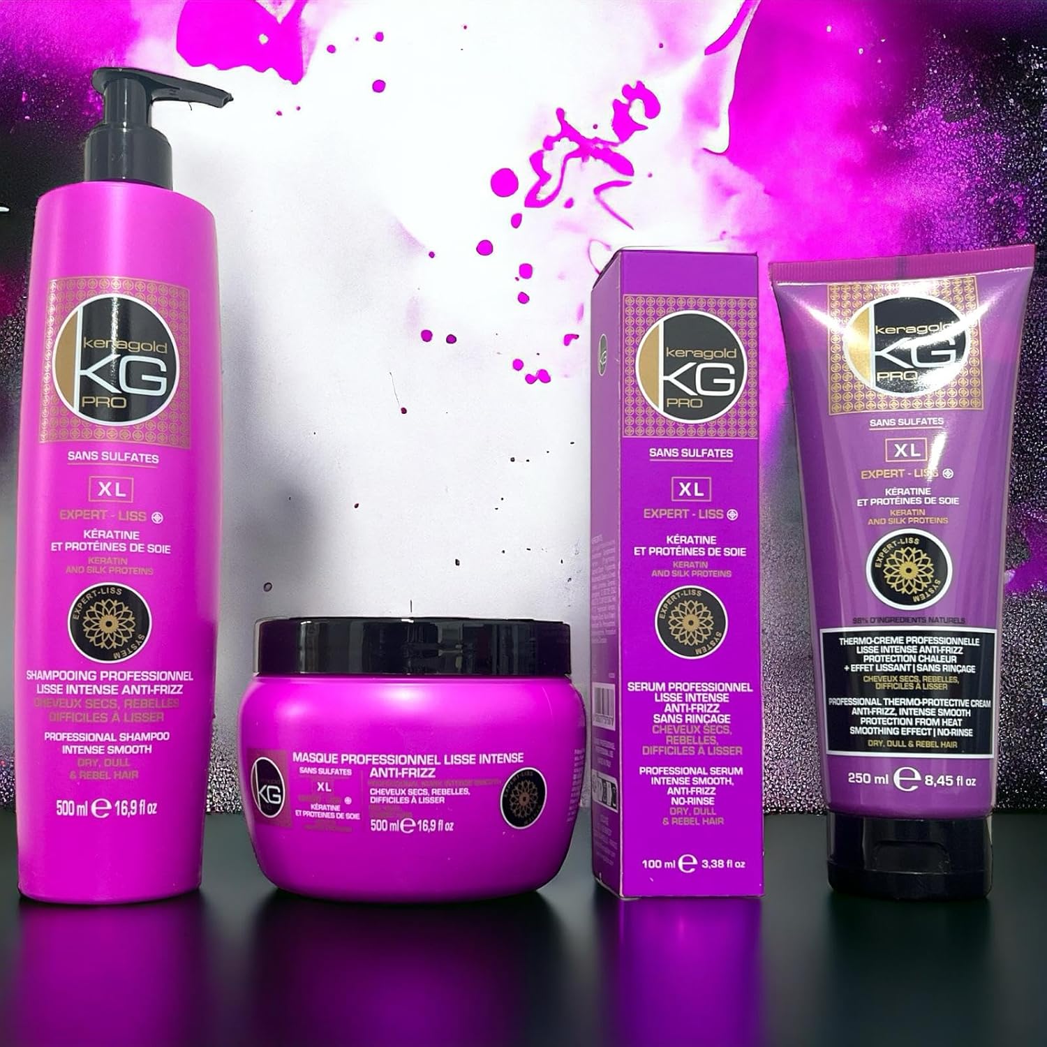 KERAGOLD - Pro Pack Ultime Liss XL - 500/500/100ml - Kératine, sans sulfate