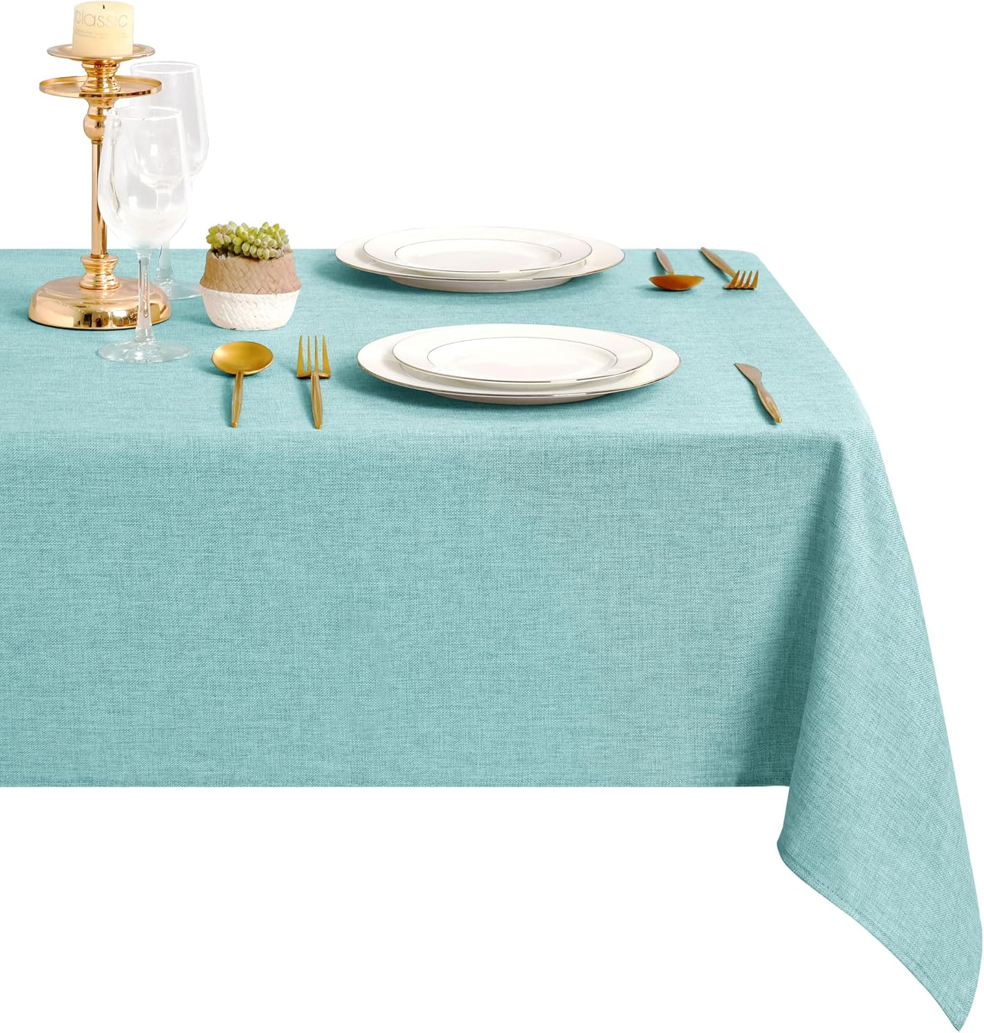 DWCN - nappe aspect lin - 135x240cm - lavable, imperméable, anti-tache