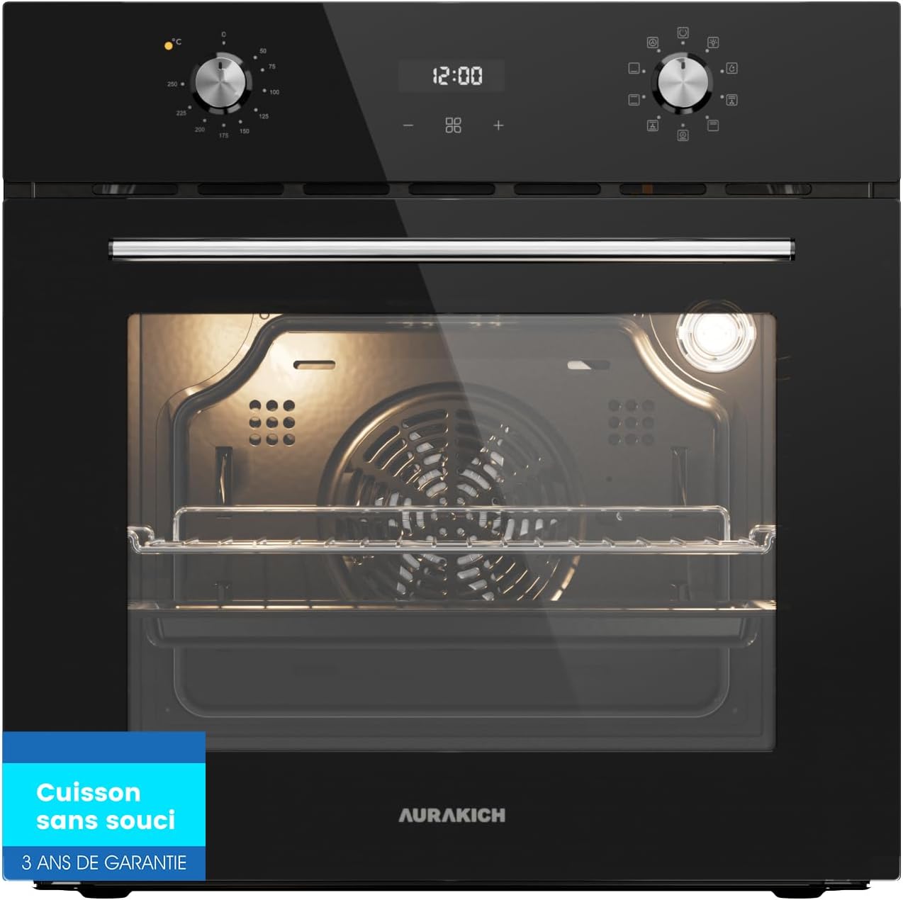 Four encastrable - 60 cm, 70 L, chaleur tournante 4D, 8 modes, sécurité enfant