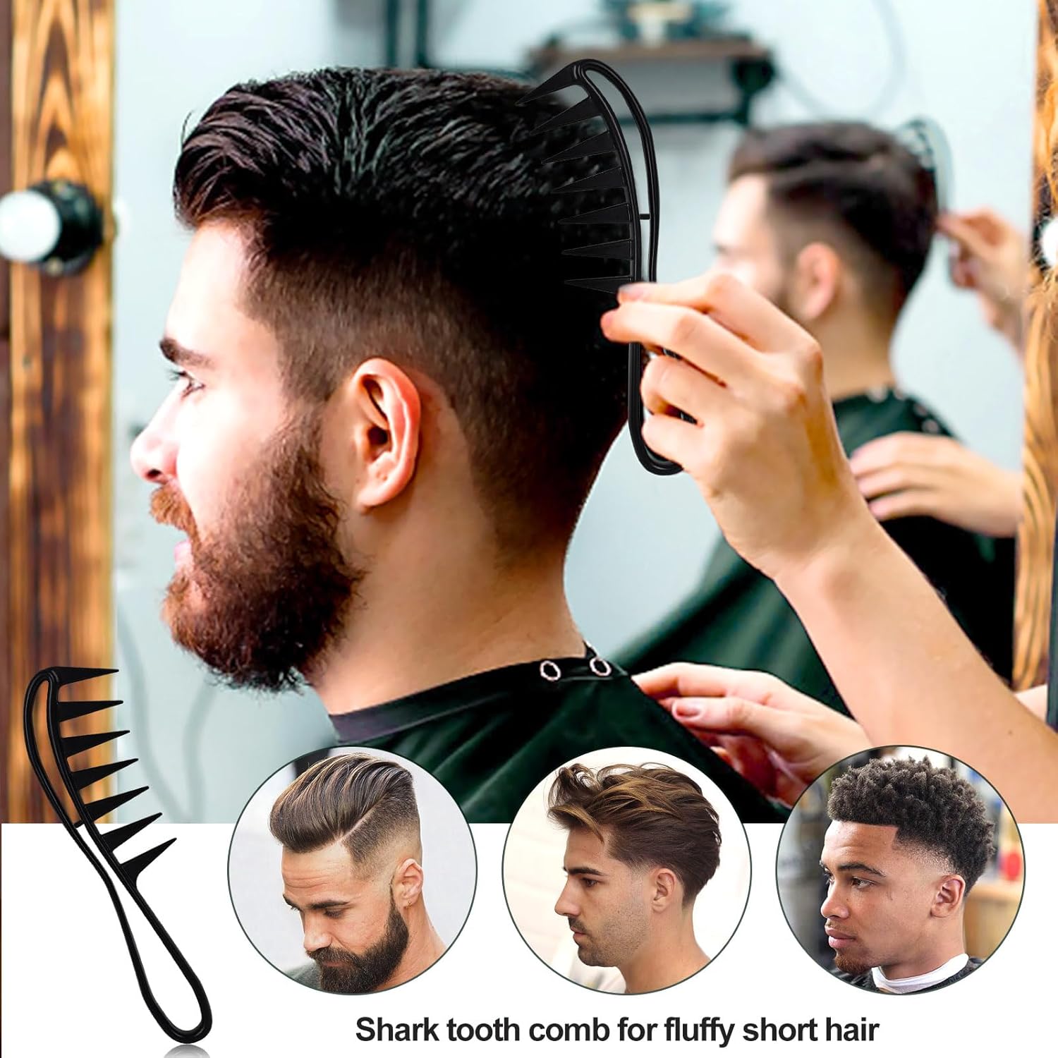 Peigne à cheveux - fibre de carbone, dents larges, bouclés, pack 2