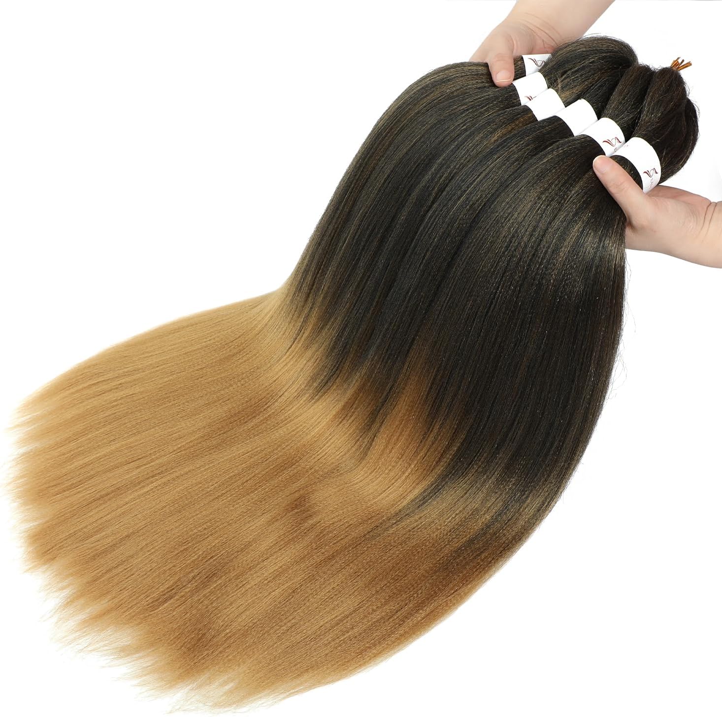 Rajout cheveux tressés - 30 pouces - ombre blond/noir, kanekalon synthétique, 6 paquets - T1B/27#
