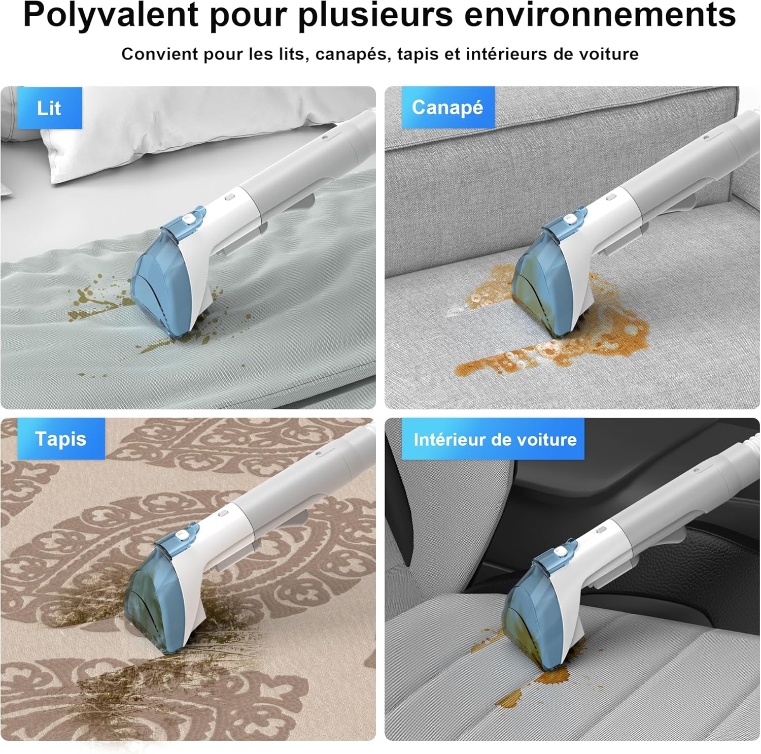 Shampouineuse nettoyeur tissu 450W, injecteur, extracteur puissant