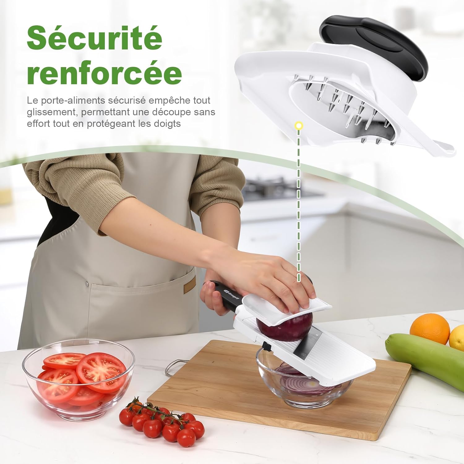 Ibergrif - mandoline M526 - réglable 1–4 mm, sécurité, nettoyage facile