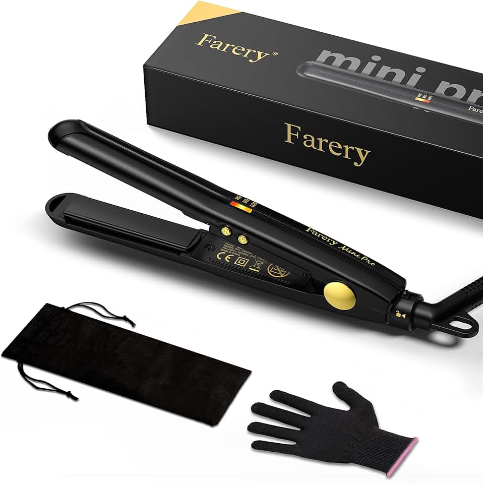 Farery - Mini fer à lisser - compact - Température réglable, arrêt auto, double tension