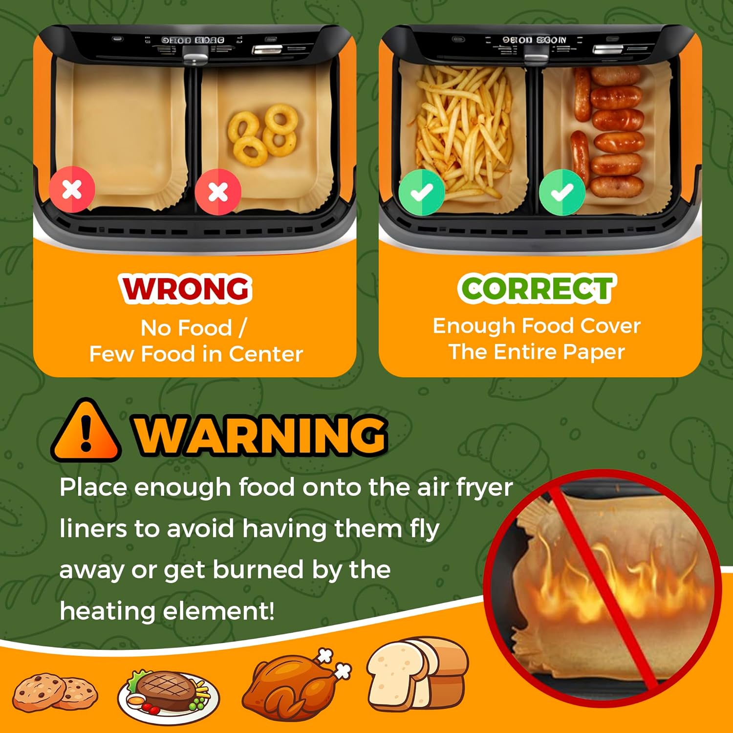 Doublures jetables pour friteuse - compatible 10L - lot 225 - accessoires antiadhésifs cuisson AF500UK