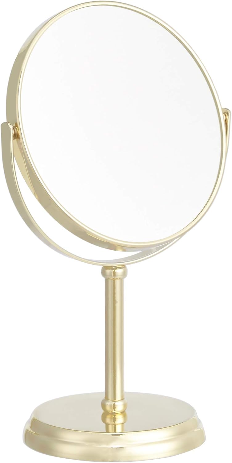 Amazon Basics - miroir de table rond, 18.3x12.5x30 cm, x1/x5, doré