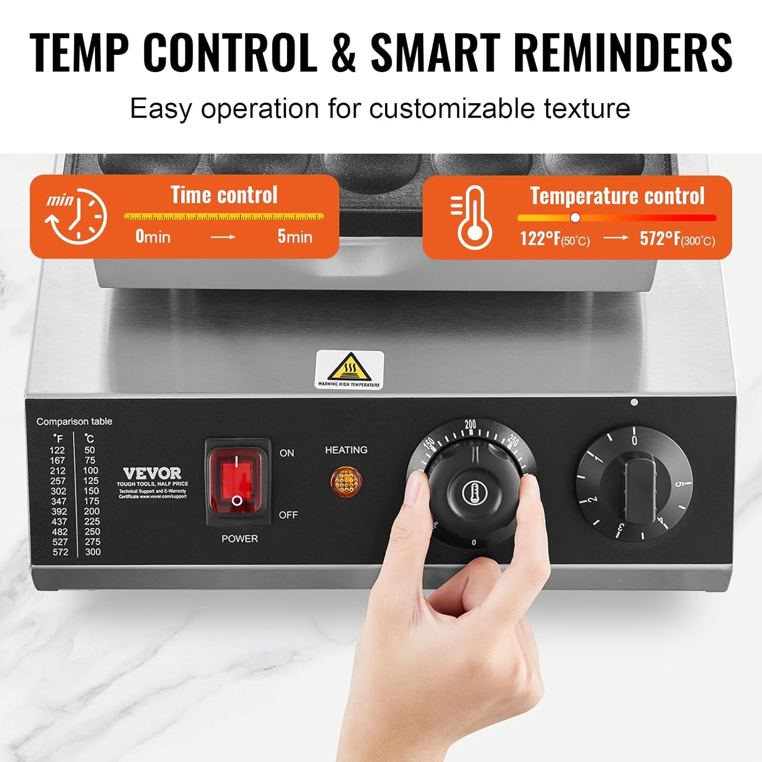 VEVOR - Appareil à Pancake, 25pcs, 43mm - inox, 1700W, temps/température réglables