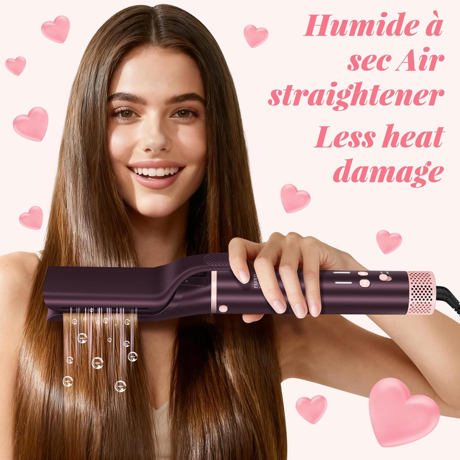 Air styler 7 en 1 - multi-fonction - 110,000 RPM, double tension, lisseur, brosse volumisante, Jasper Plum